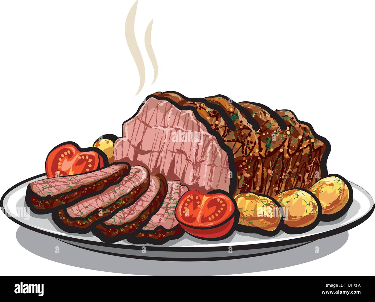 roast beef with potatoes Stock Vector Image & Art Alamy