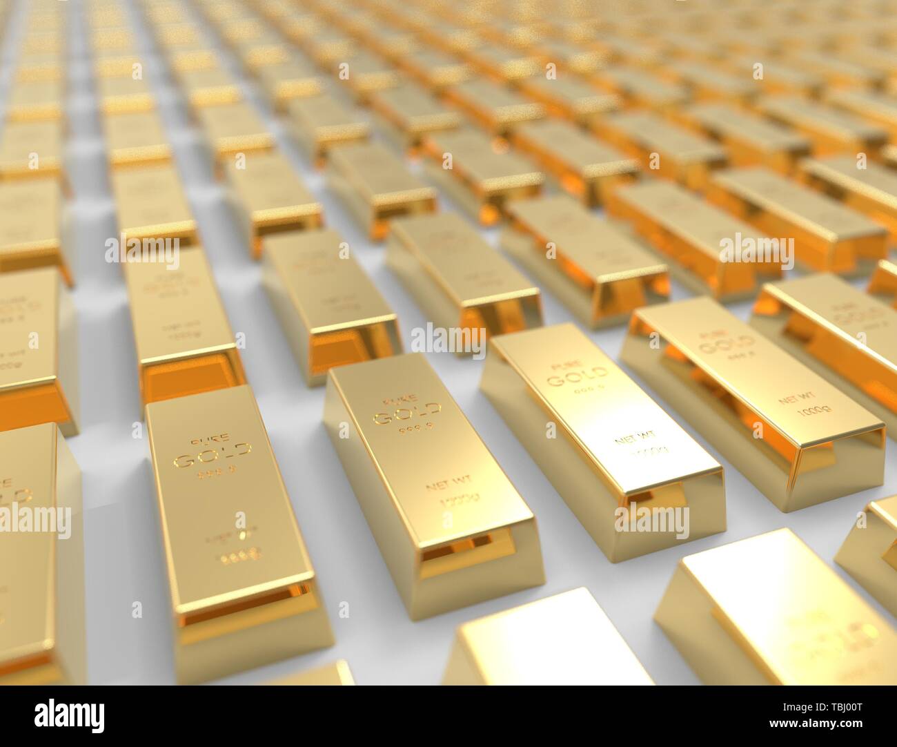 3D rendering of gold bars isolated on white studio background Stock ...