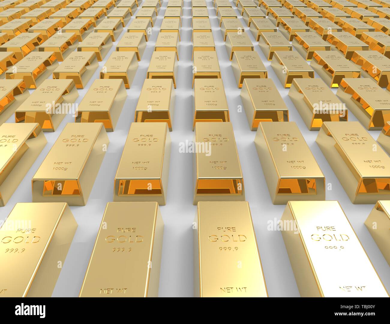 3D rendering of gold bars isolated on white studio background Stock ...