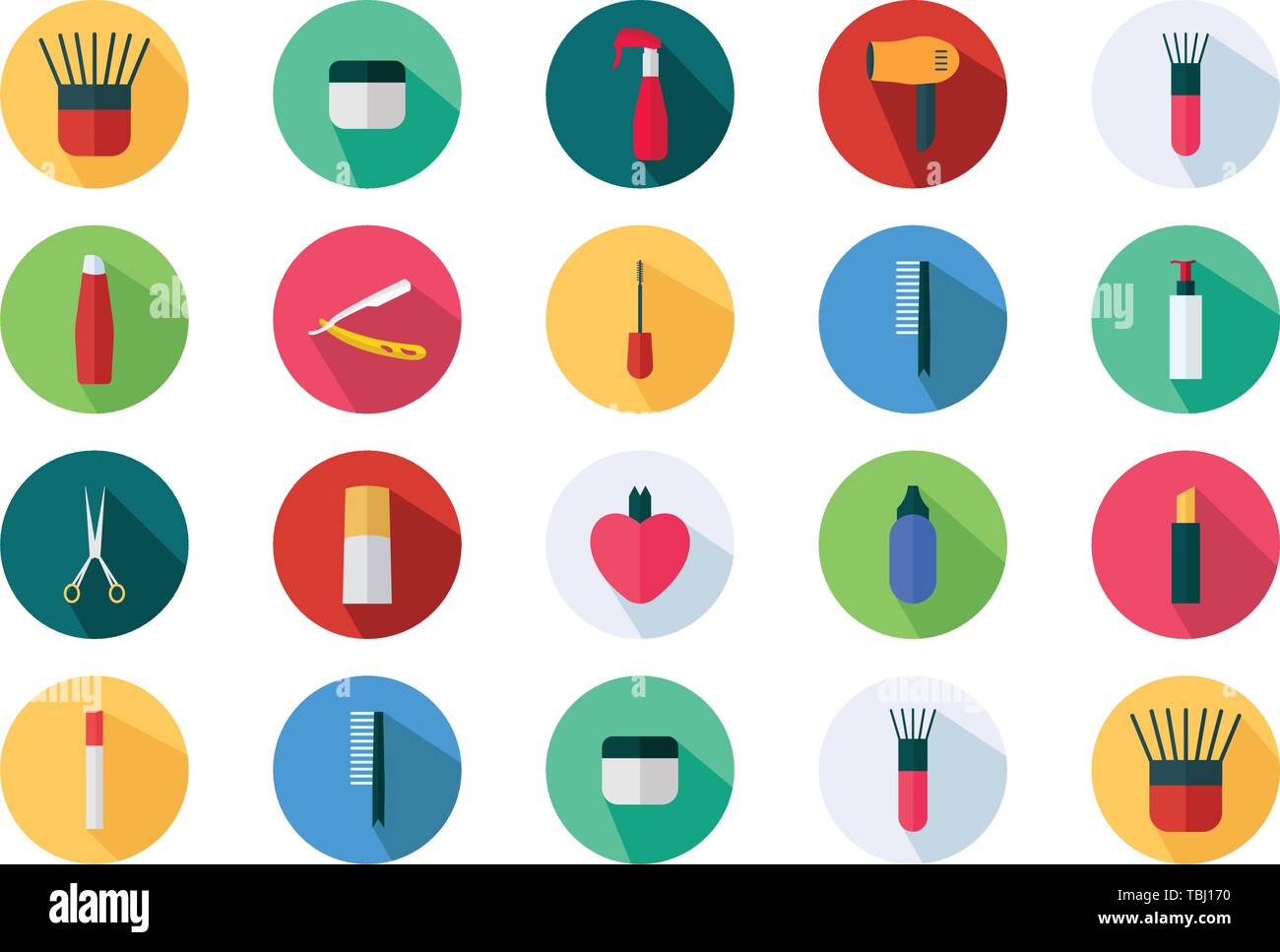Set of cosmetics - beauty icons in flat design - Vector Stock Vector ...