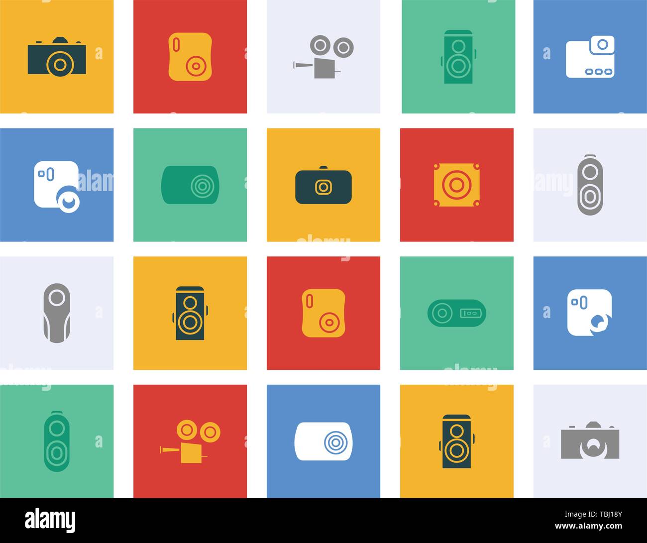 Camera flat icons set - Camera modern flat sign vector illustration collection - vector Stock Vector
