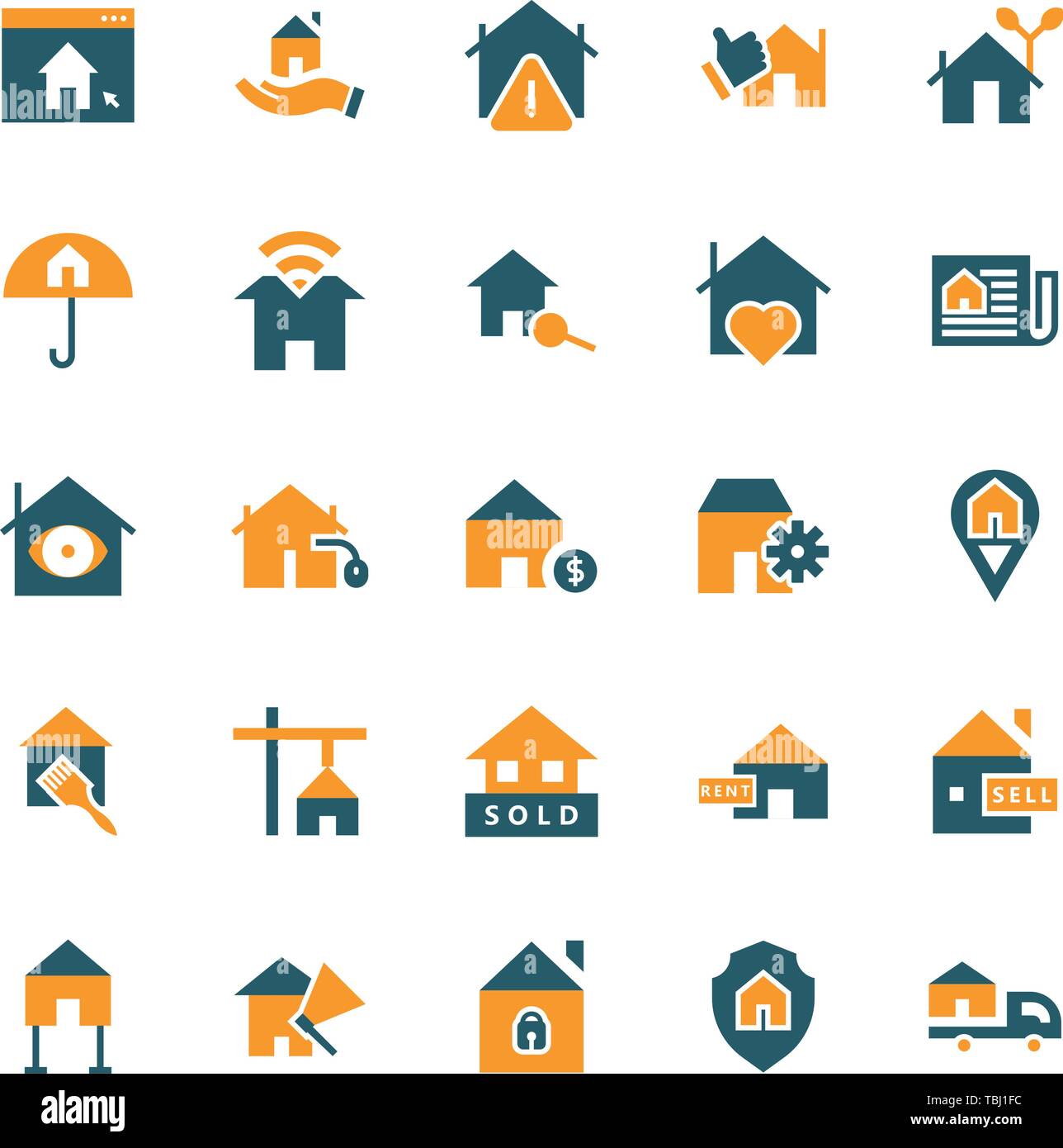 Real estate icons set - Flat Stock Vector