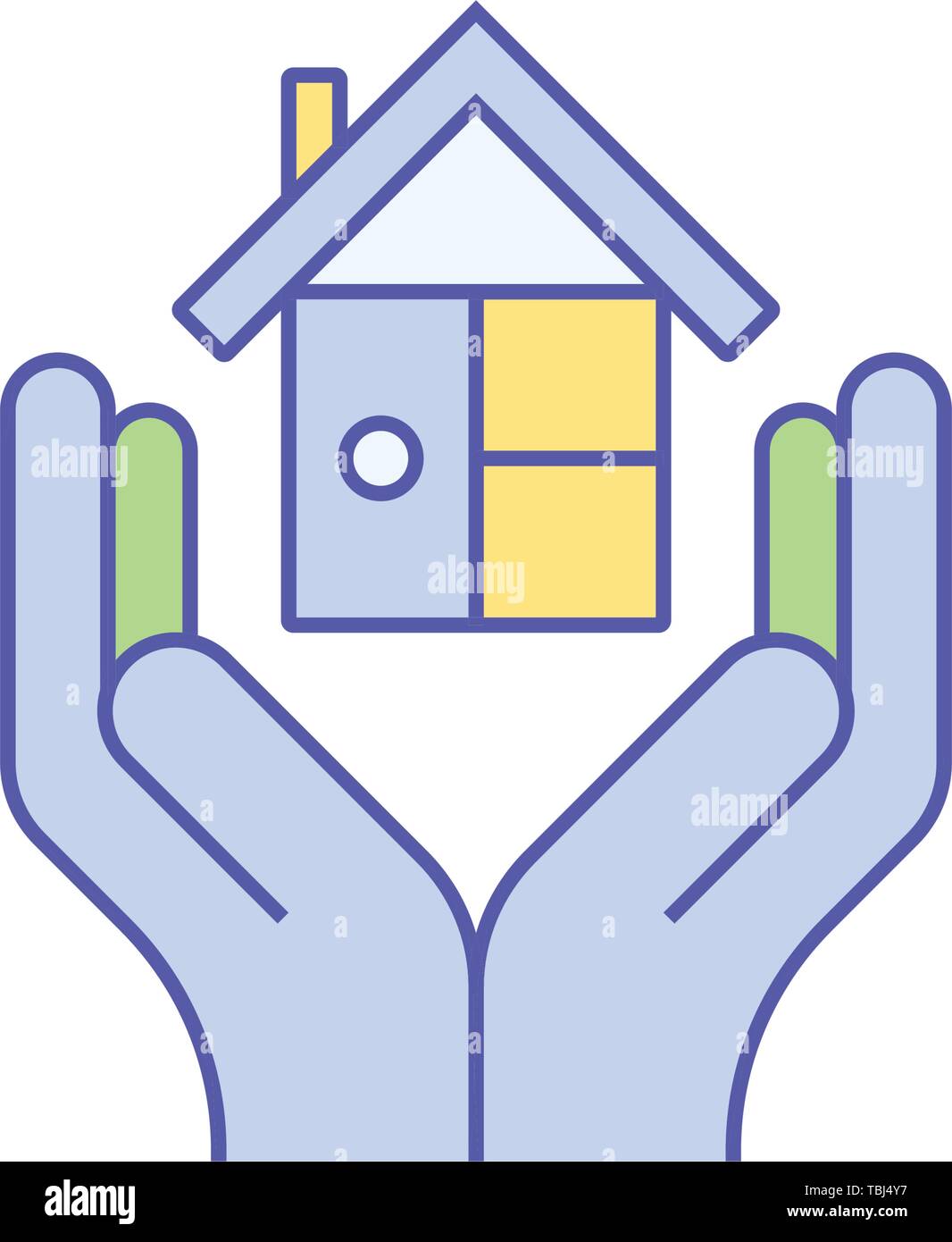 House protection sign - Hand holding house sign - vector Stock Vector ...