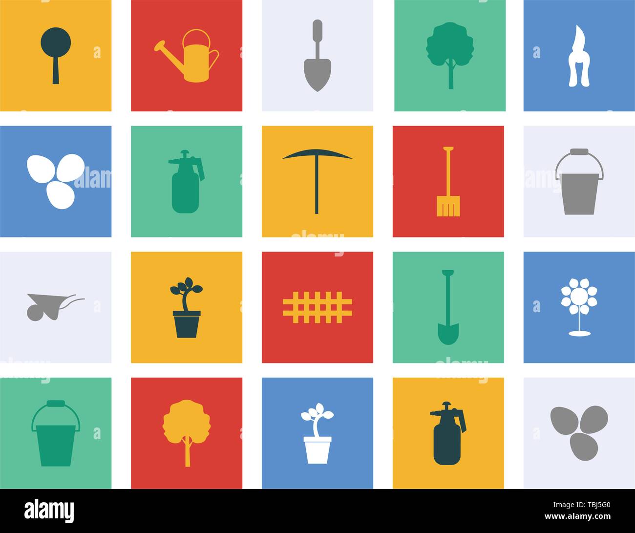 Flat icons for the gardening concept - garden flat sign icons set Stock ...