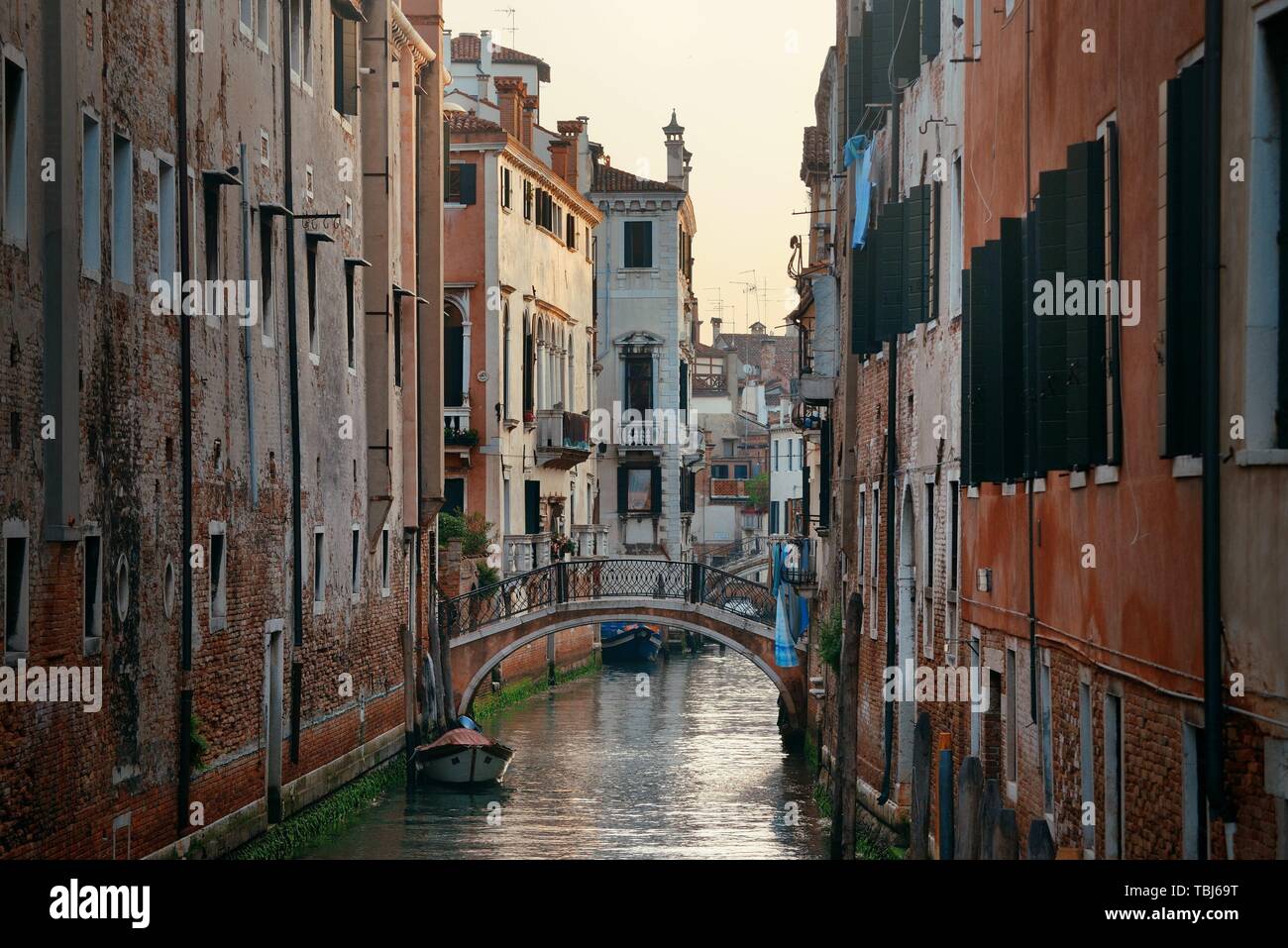 Venice canal view with historical buildings. Italy Stock Photo - Alamy