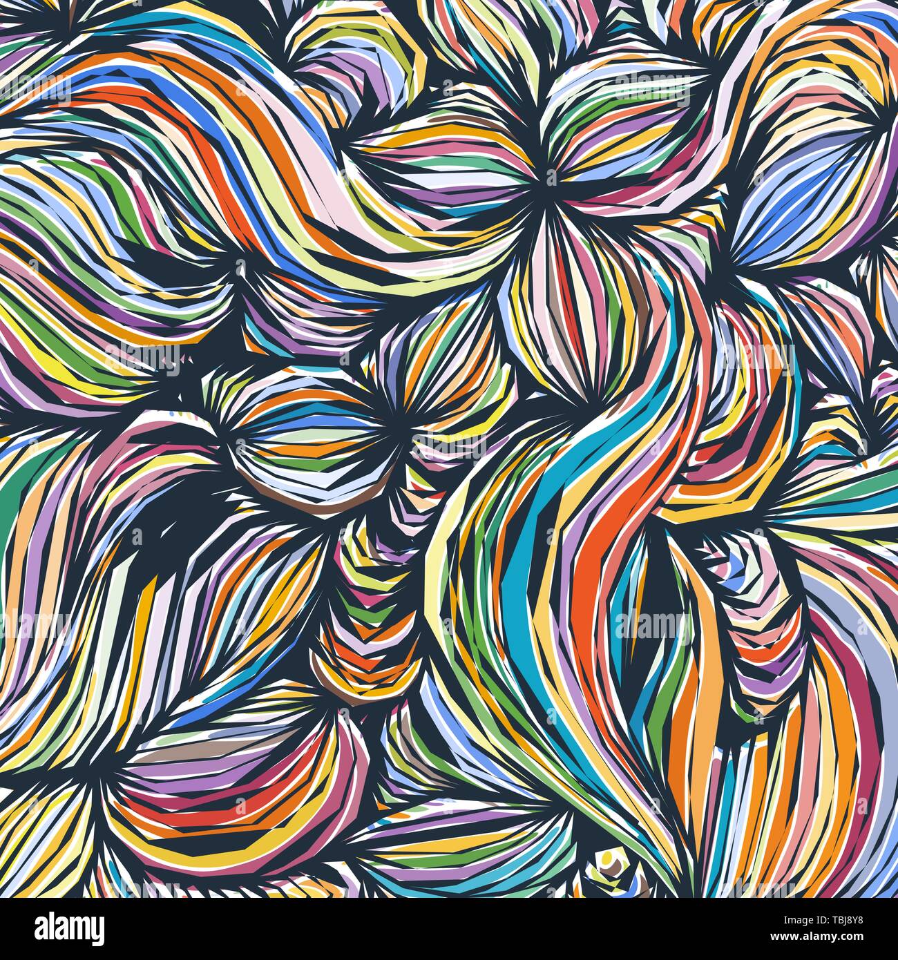 Vector coloring pattern, curved lines, black and white grunge background Stock Vector