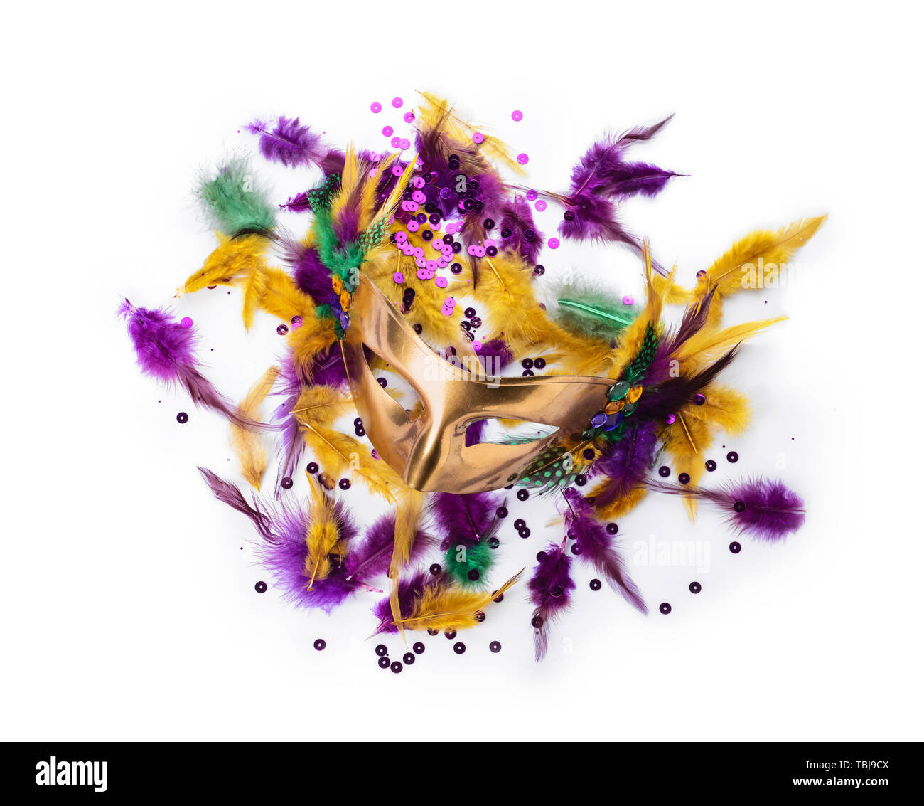 Festive mask with decor on white background Stock Photo - Alamy