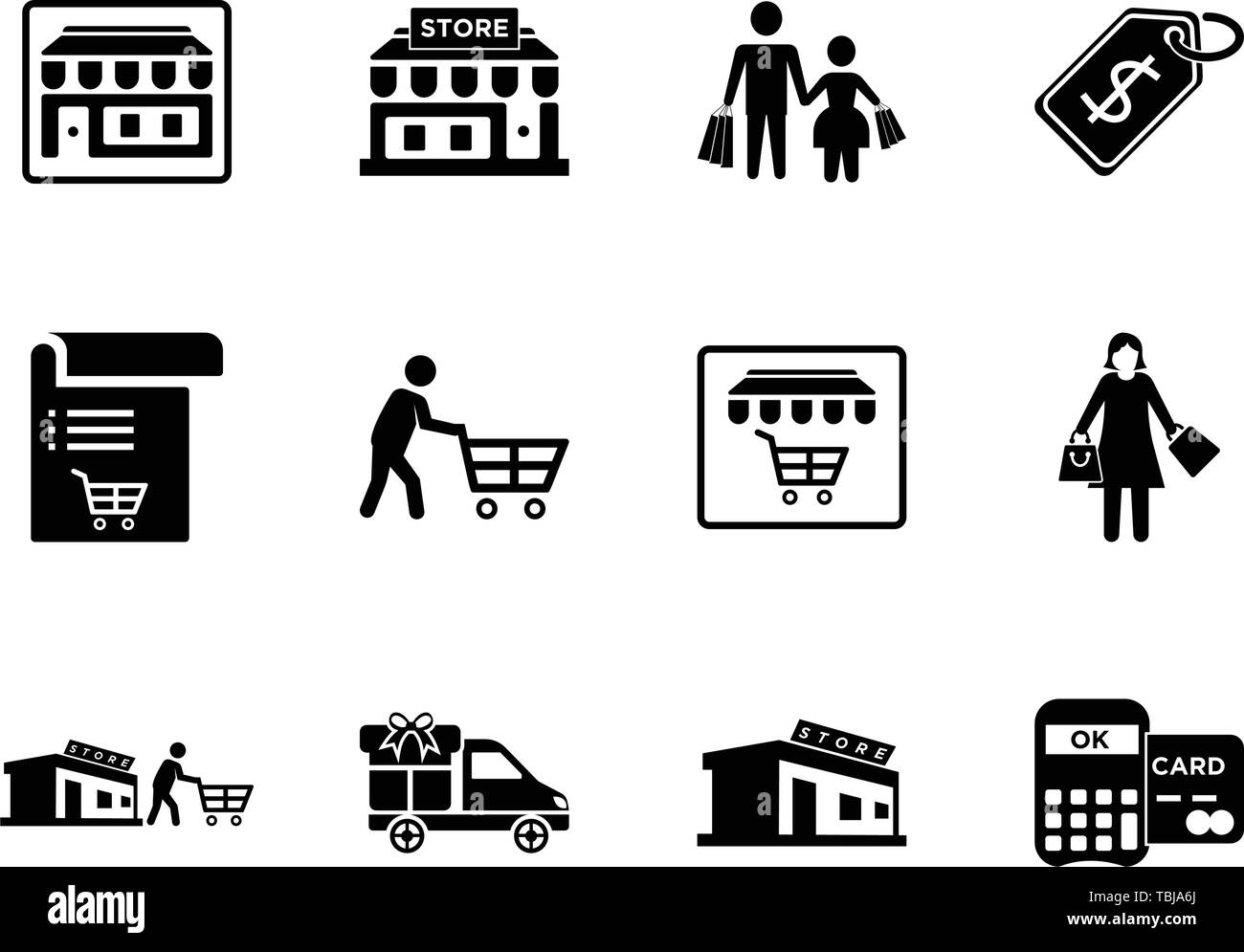 Shopping Icons Set Black Stock Vector Image & Art - Alamy