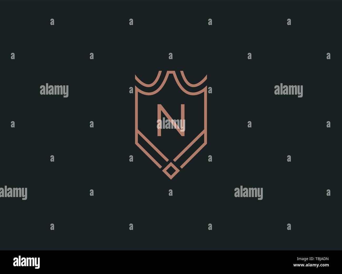 Luxury linear shield monogram letter N logo Stock Vector Image & Art ...