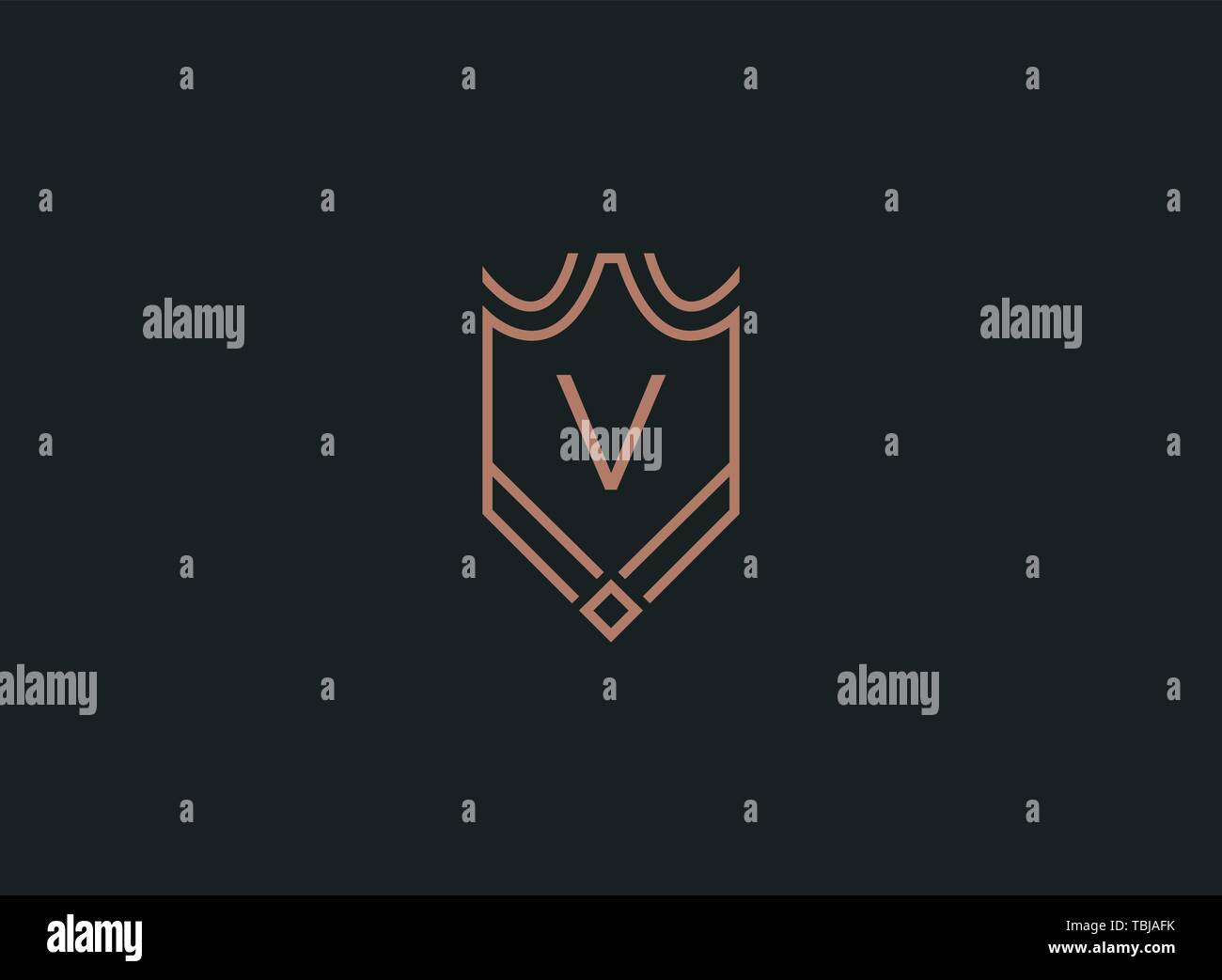 Luxury linear shield monogram letter V logo Stock Vector Image & Art ...