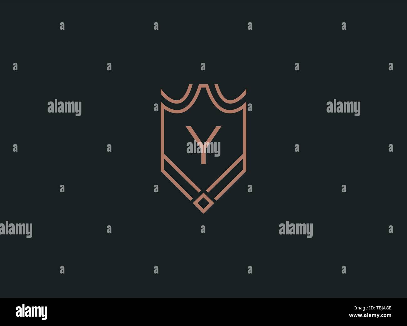 Luxury linear shield monogram letter Y logo Stock Vector