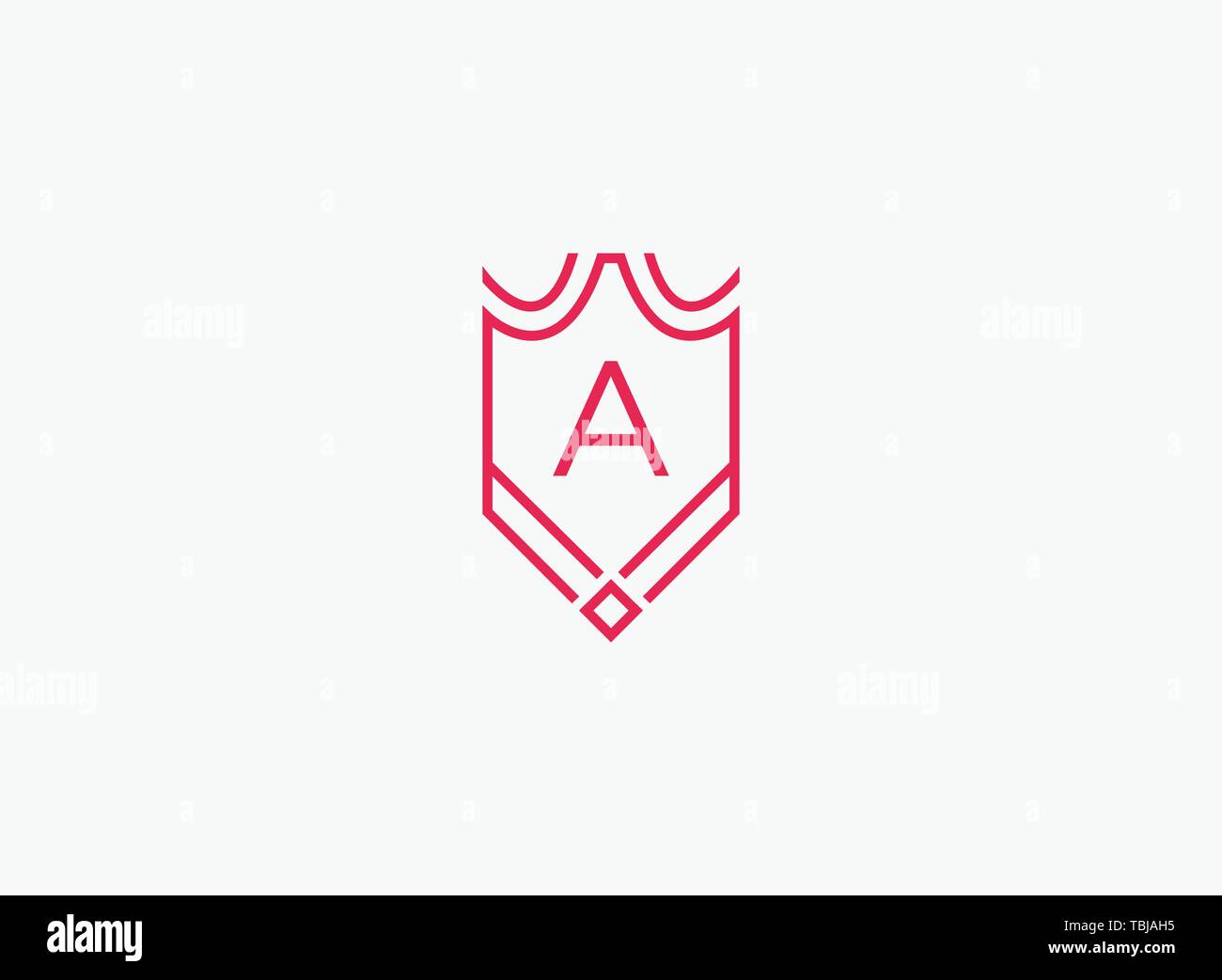 Luxury linear shield monogram letter A logo Stock Vector