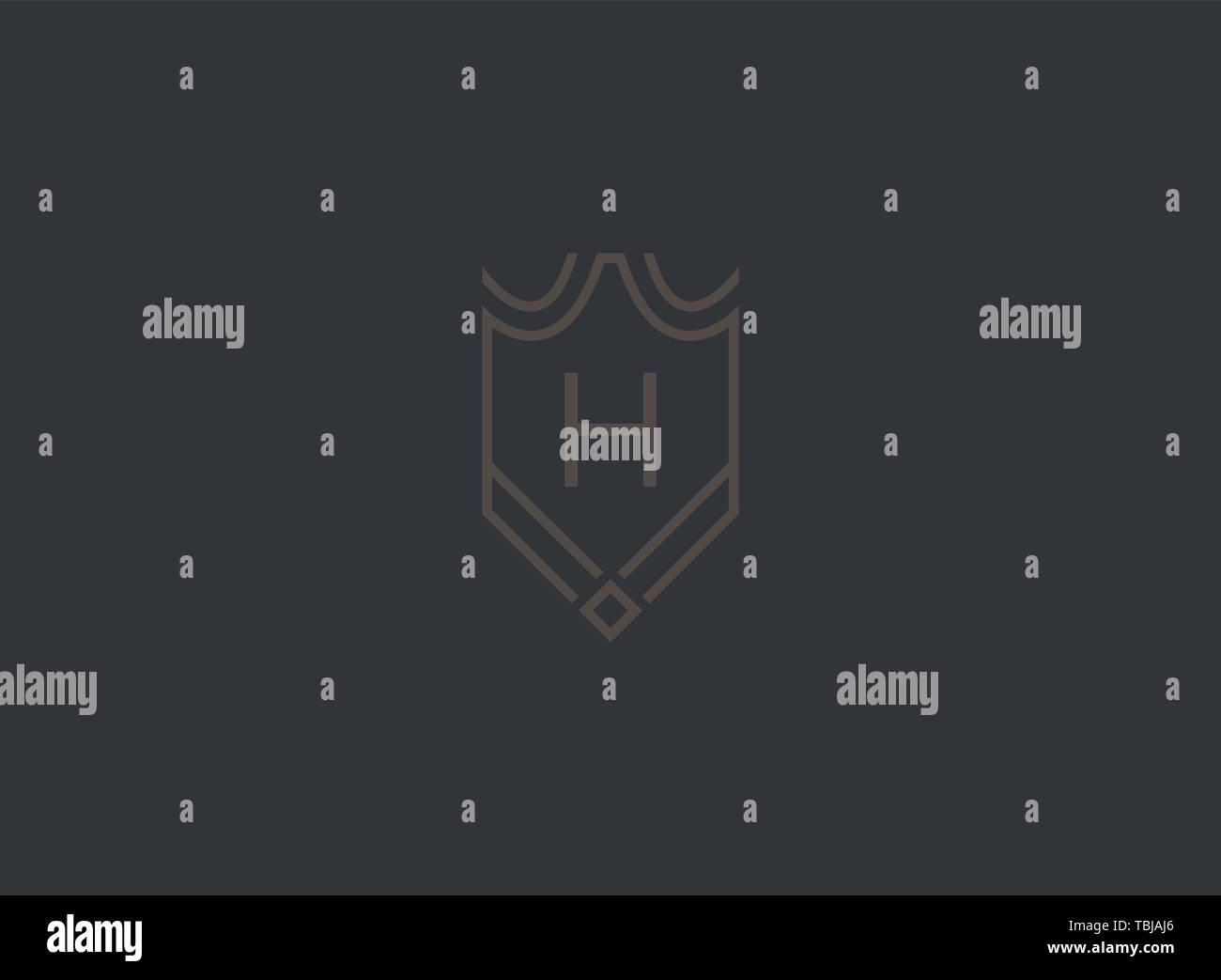 Luxury linear shield monogram letter H logo Stock Vector Image & Art ...
