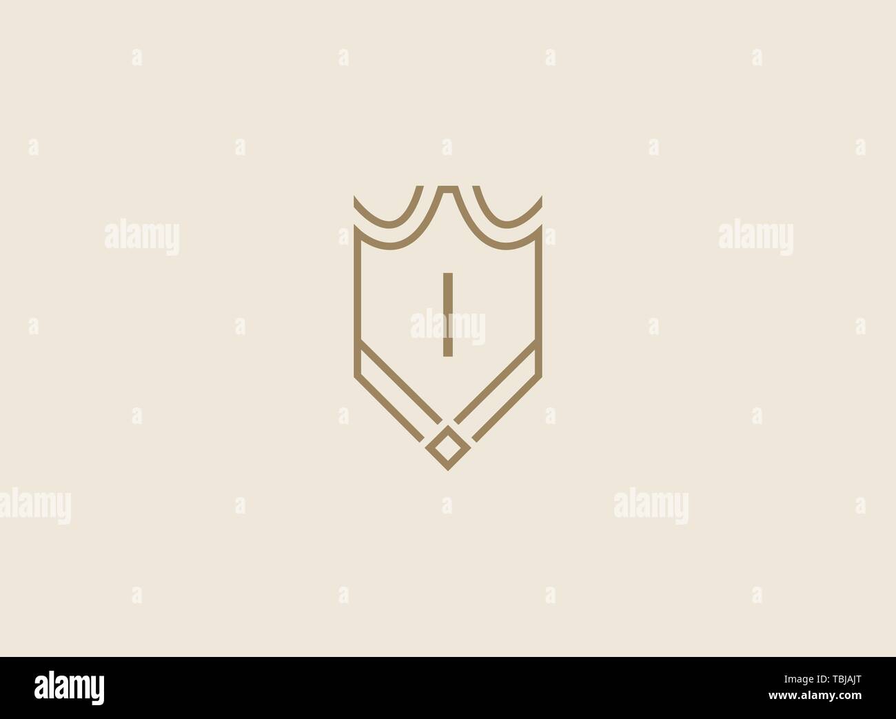 Luxury linear shield monogram letter I logo Stock Vector Image & Art ...