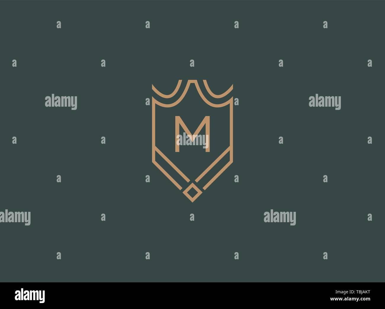 Luxury linear shield monogram letter M logo Stock Vector