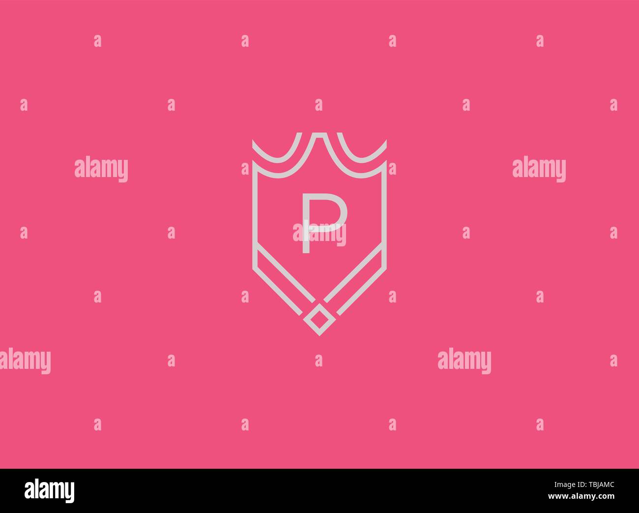 Luxury linear shield monogram letter P logo Stock Vector