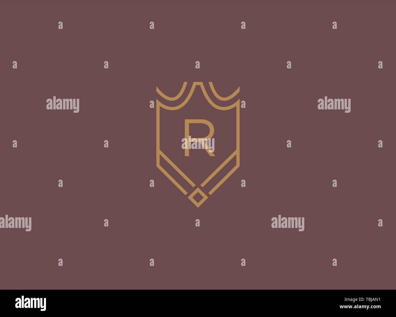 Luxury linear shield monogram letter R logo Stock Vector Image & Art ...