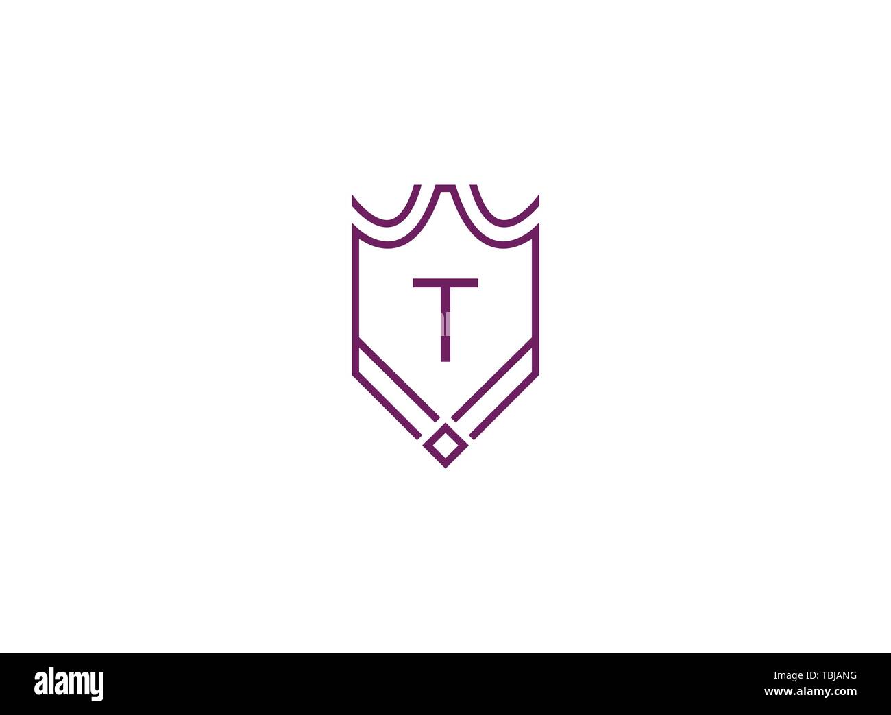Luxury linear shield monogram letter T logo Stock Vector Image & Art ...