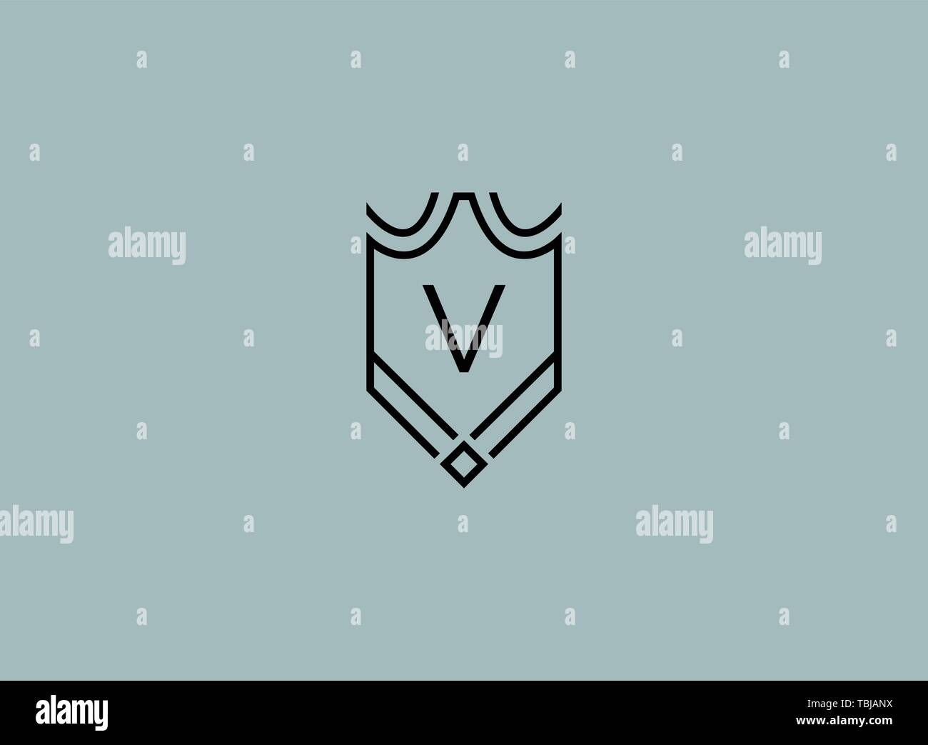 Luxury linear shield monogram letter V logo Stock Vector Image & Art ...