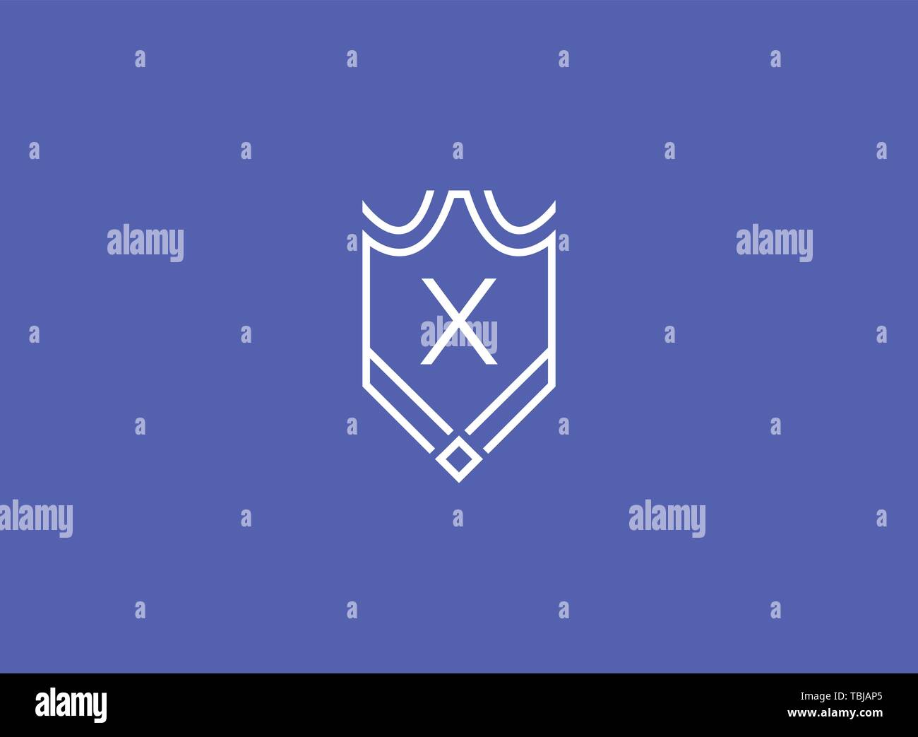 Luxury linear shield monogram letter X logo Stock Vector