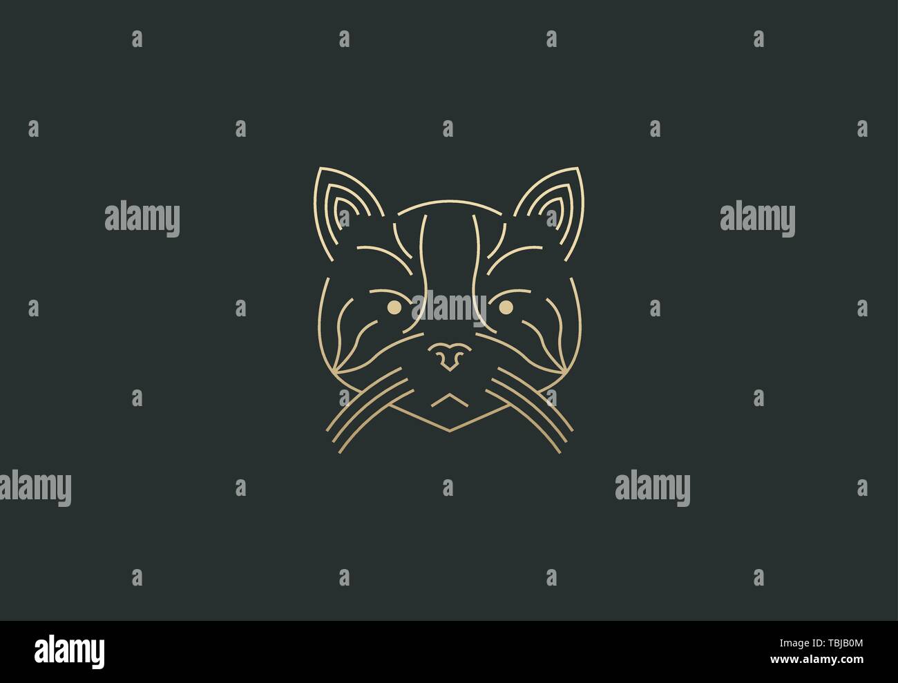 Cat logo geometric shape - Linear Cat head logo illustration Stock Vector