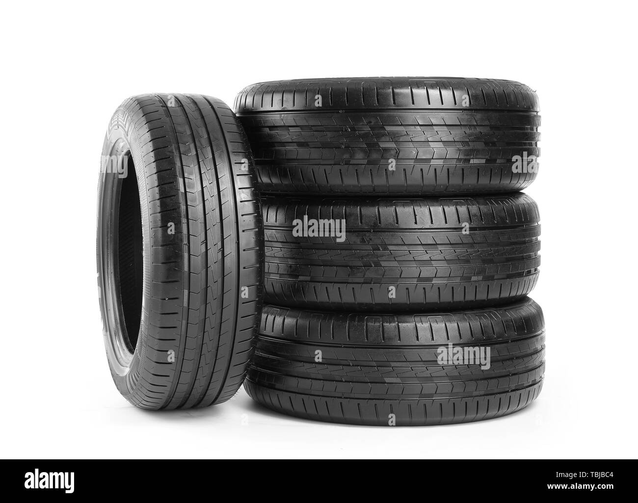 Car tires on white background Stock Photo Alamy