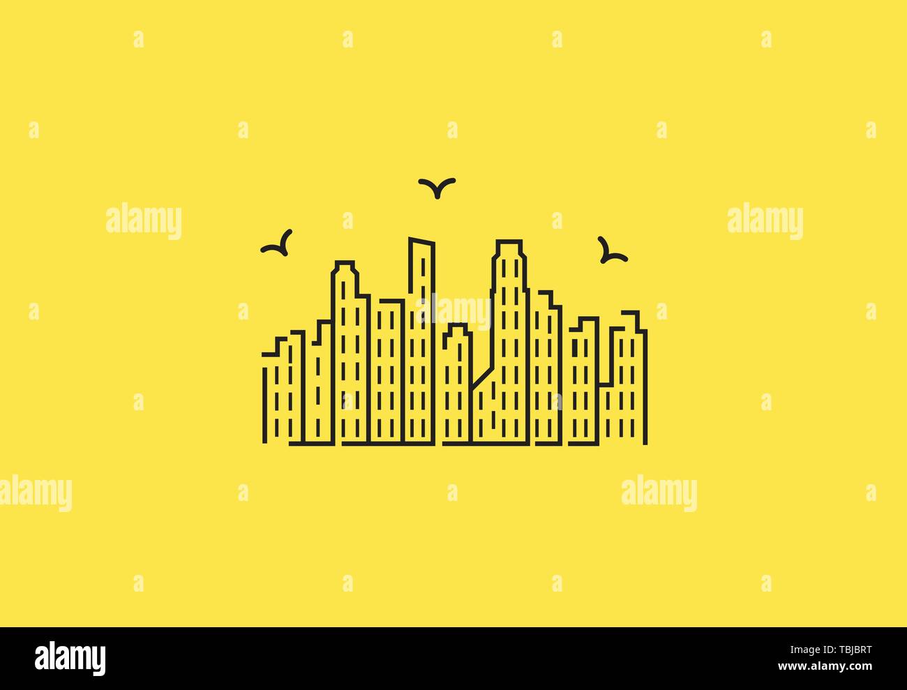 Vector smart city real estate logo on a Yellow background Stock