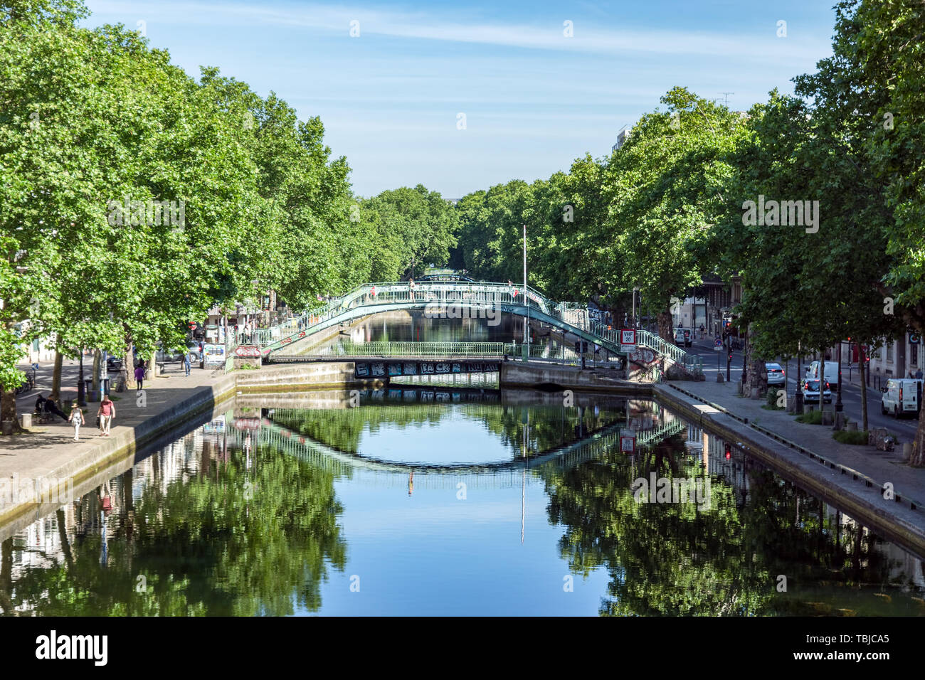 Bridge over the Canal Saint-Martin in Paris Stock Photo