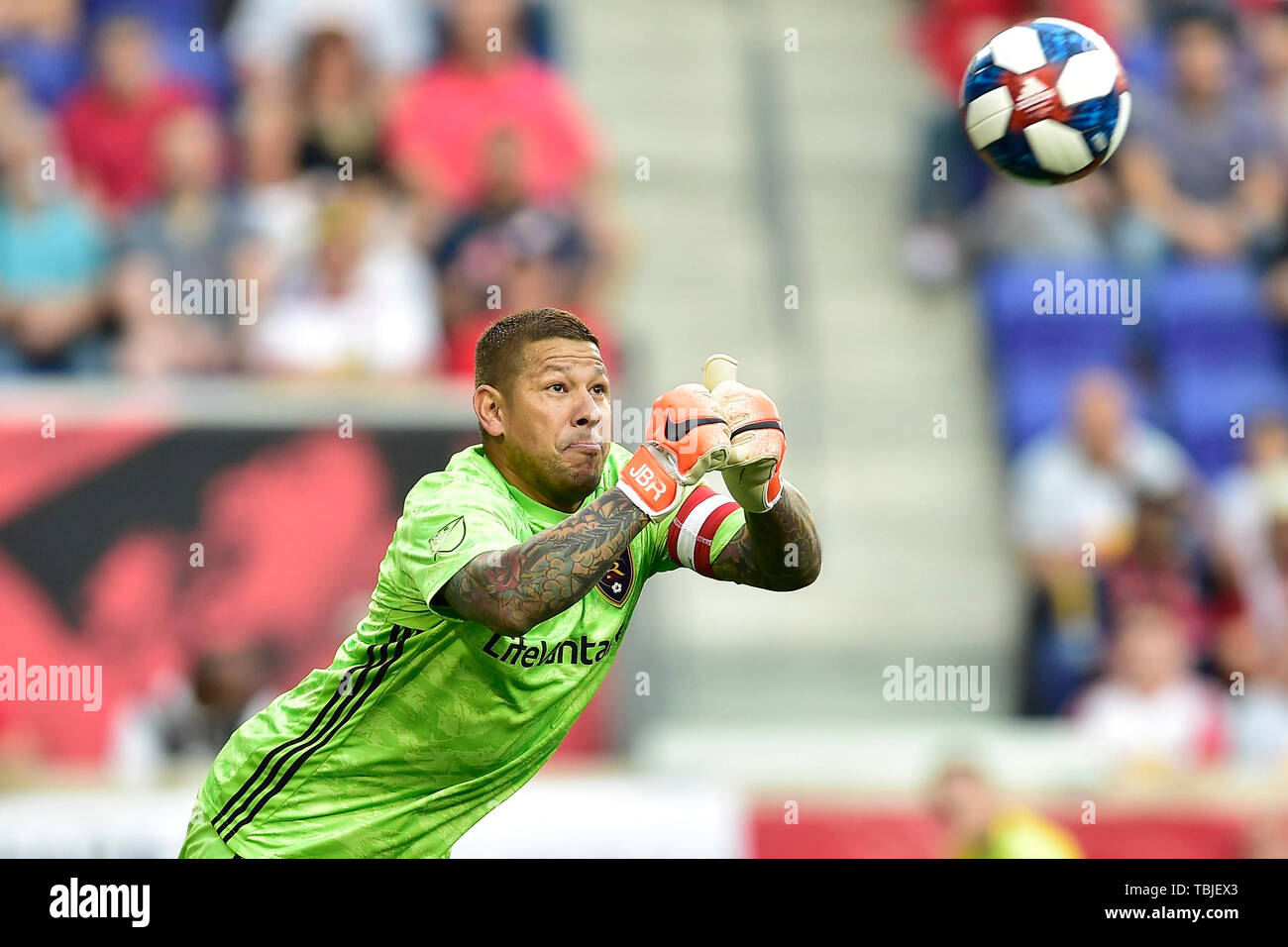 Harrison, New Jersey, USA. 1st June, 2019. Real Salt Lake goalkeeper NICK RIMANDO (18) punches the ball clear at Red Bull Arena in Harrison New Jersey New York defeats Real Salt Lake 4 to 0 Credit: Brooks Von Arx/ZUMA Wire/Alamy Live News Stock Photo