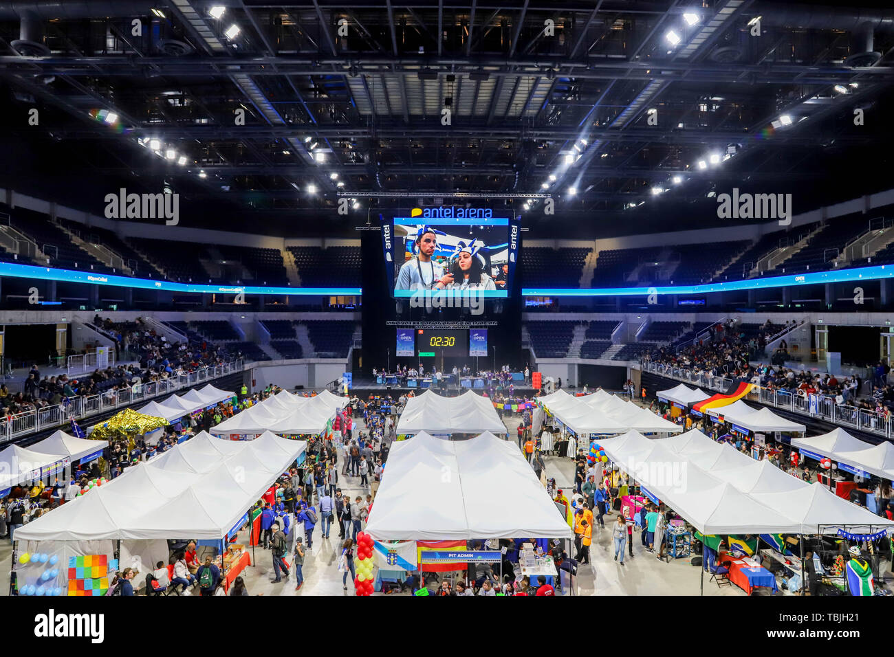 Montevideo, Uruguay. 01st June, 2019. A general view of the FIRST LEGO  league OPEN 2019 at the Antel Arena Stadium. For the first time, Uruguay  hosted the FIRST LEGO League OPEN 2019