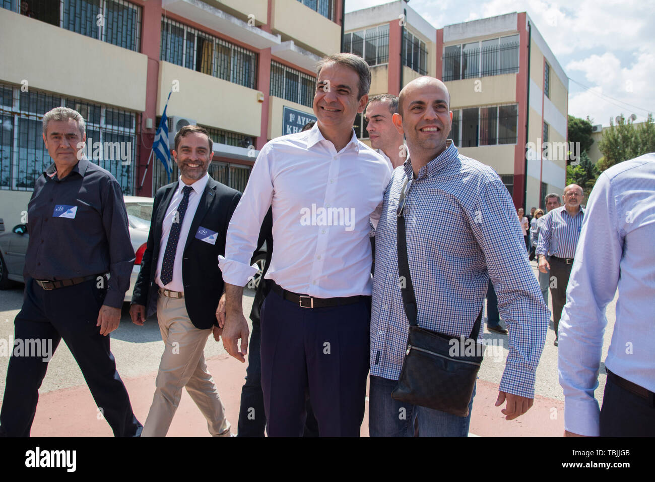 Athens, Greece. 2nd June 2019. KYRIAKOS MITSOTAKIS, conservative New Democracy leader casts his vote on the second round of the municipal elections. Greeks voted for mayors and regional governors while national parliamentary elections, after the governing party SYRIZA's defeat in the recent European parliamentary elections, are scheduled on July 7th 2019.© Nikolas Georgiou / Alamy Live News Stock Photo