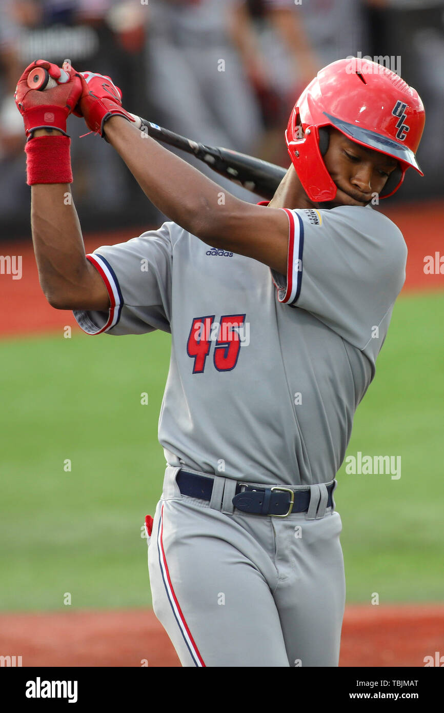 Louisville, KY, USA. 31st May, 2019. Derrick Patrick of the University of Illinois Chicago Flames during an NCAA Baseball Regional at Jim Patterson Stadium in Louisville, KY. Kevin Schultz/CSM/Alamy Live News Stock Photo