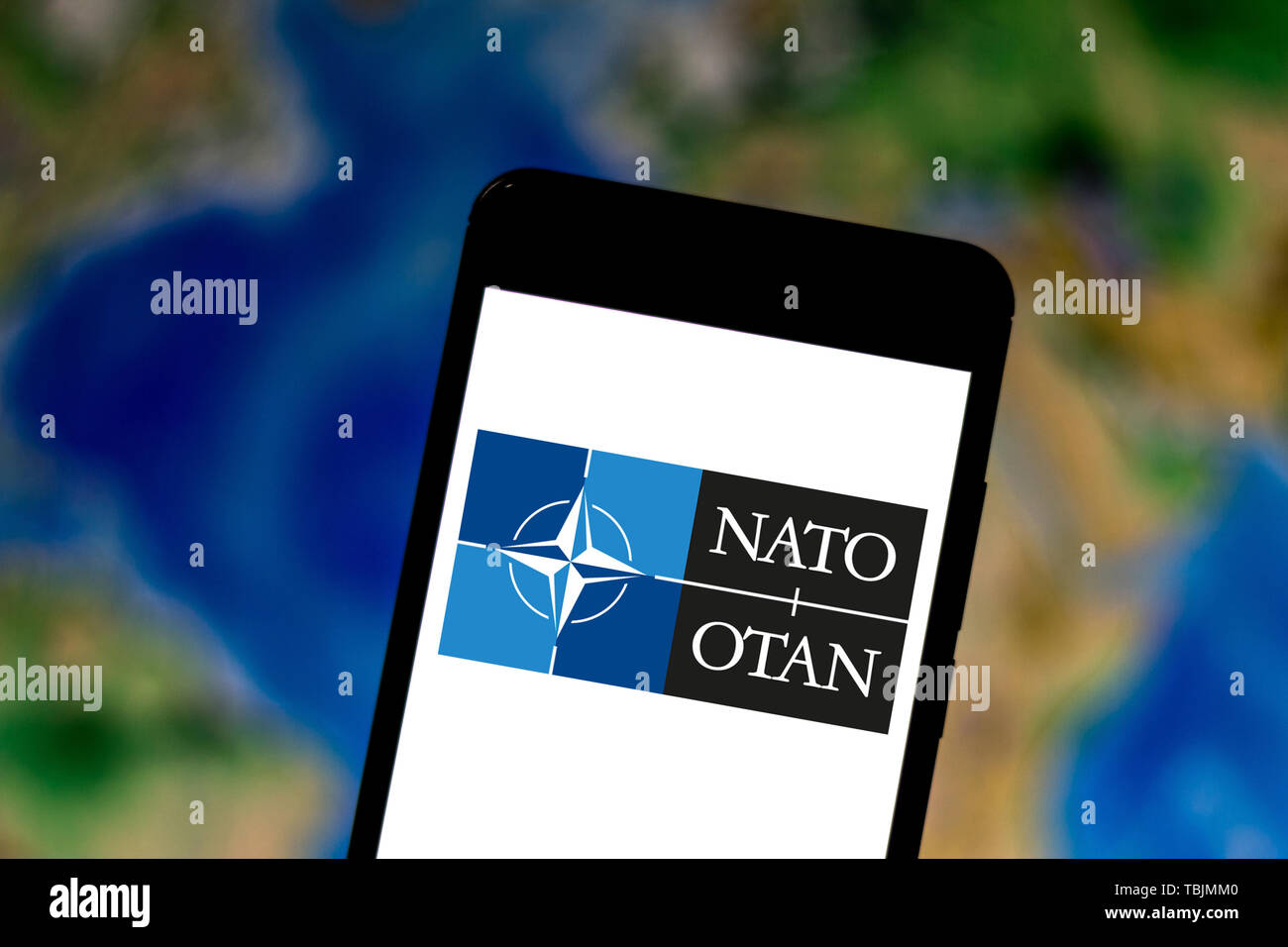 Brazil. 1st June, 2019. In this photo illustration a North Atlantic Treaty Organization (NATO) logo seen displayed on a smartphone. Credit: Rafael Henrique/SOPA Images/ZUMA Wire/Alamy Live News Stock Photo