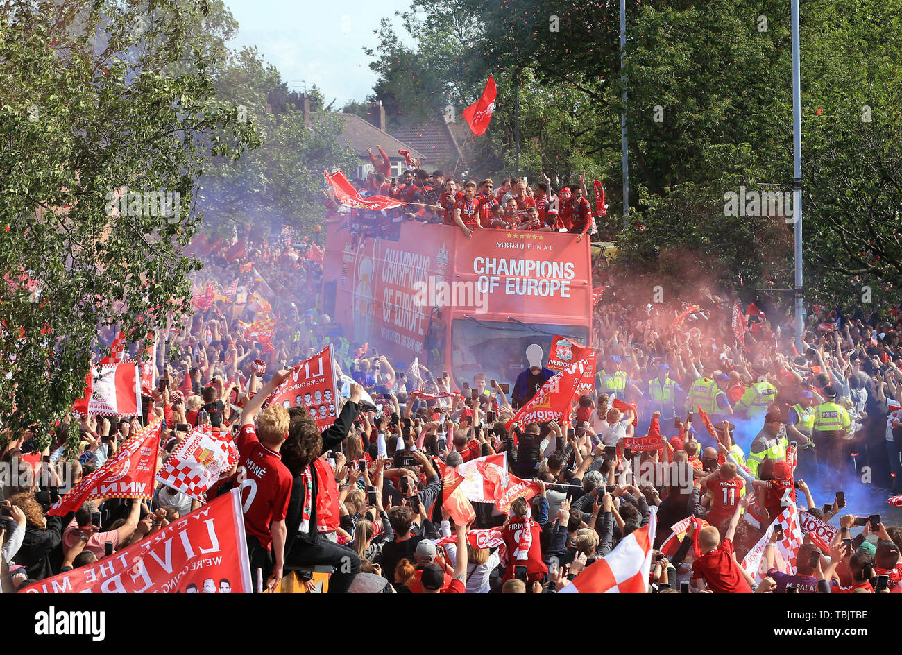 Liverpool Merseyside 2nd June 2019 Liverpool Fc Celebration Parade After Their Champions League Final Win Over
