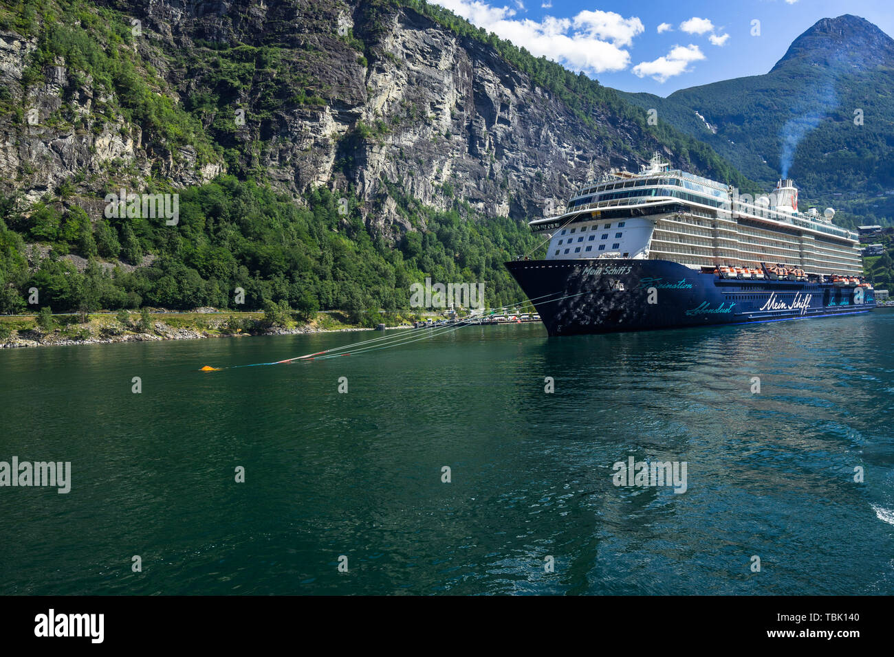 Tui Cruise Liner Mein Shiff Anchored At Geiranger Port In