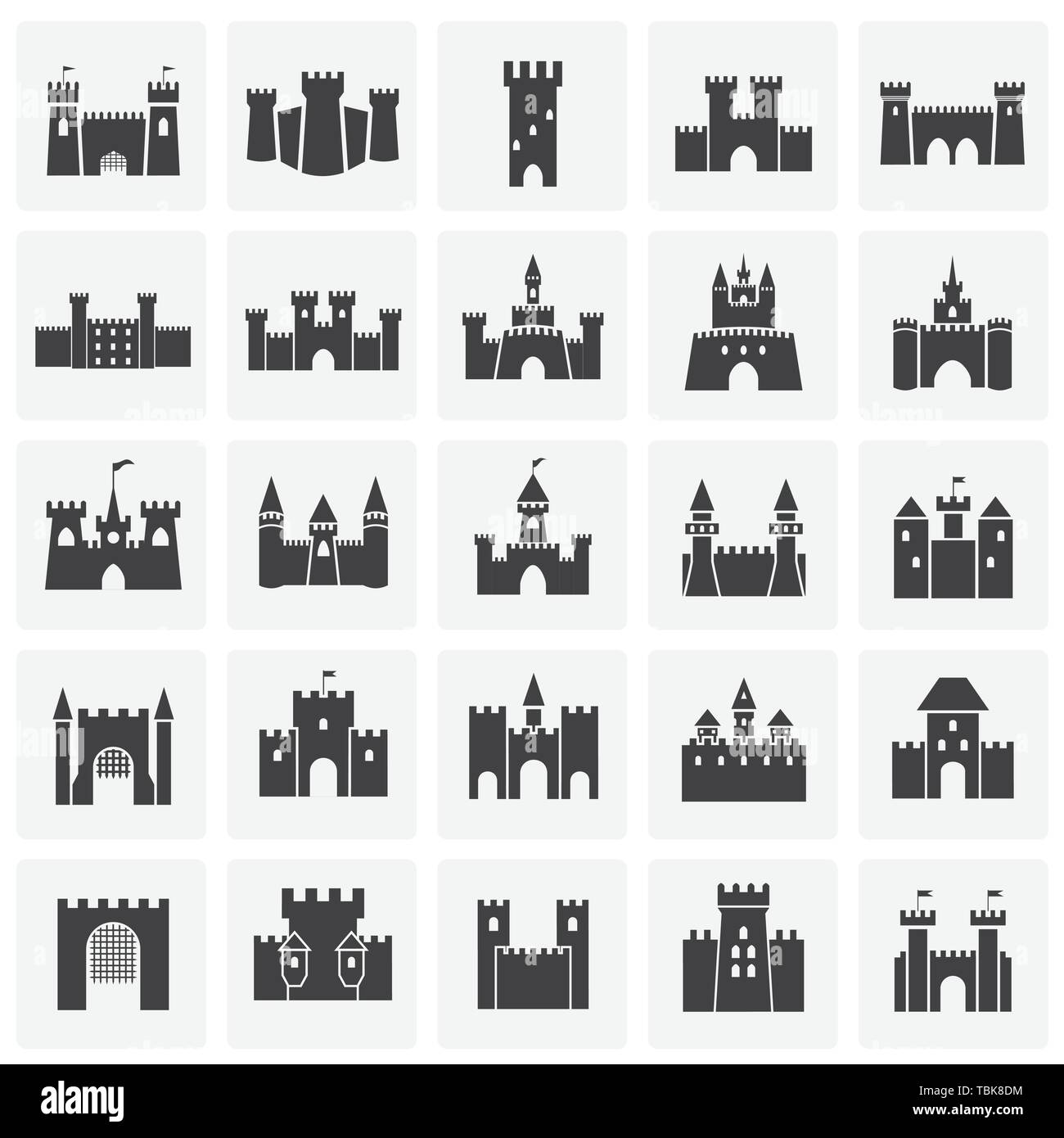 Castle icons set on background for graphic and web design. Simple ...