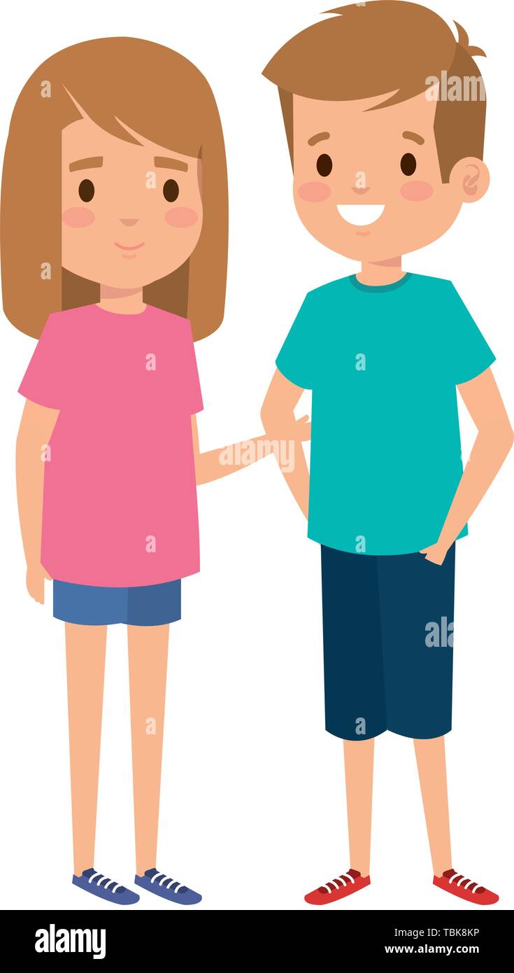 cute little kids couple characters Stock Vector Image & Art - Alamy