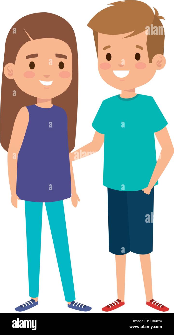 cute little kids couple characters Stock Vector Image & Art - Alamy