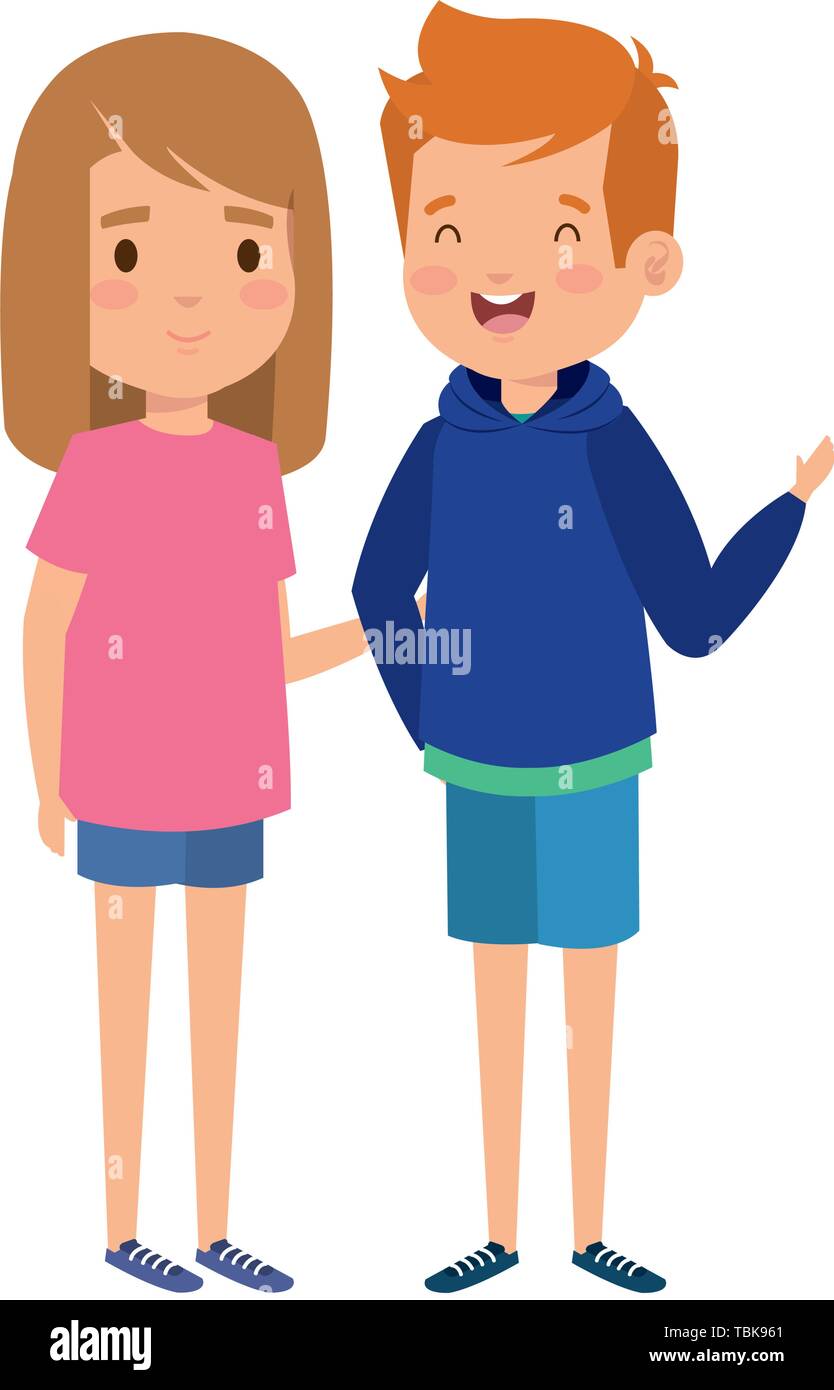 cute little kids couple characters Stock Vector Image & Art - Alamy