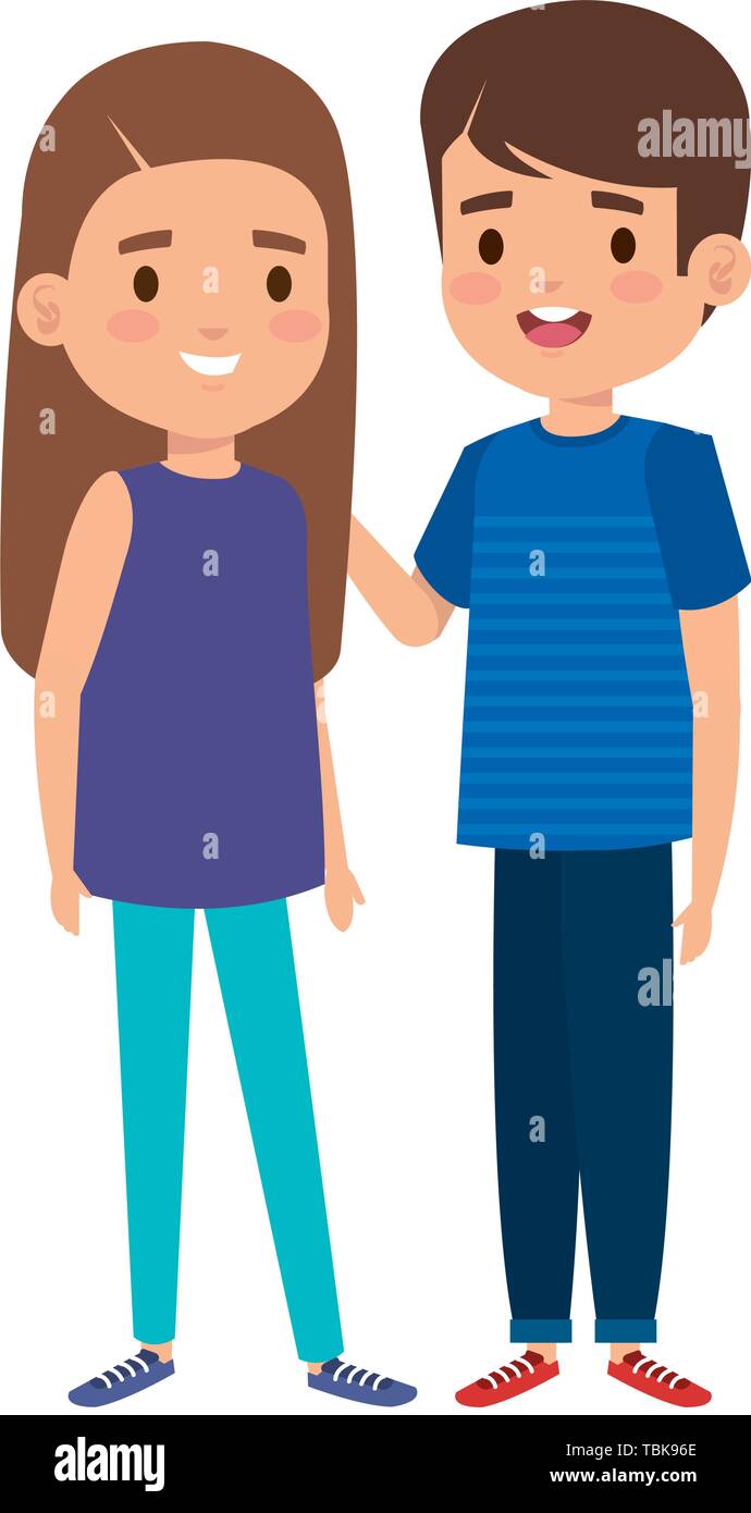 cute little kids couple characters Stock Vector Image & Art - Alamy