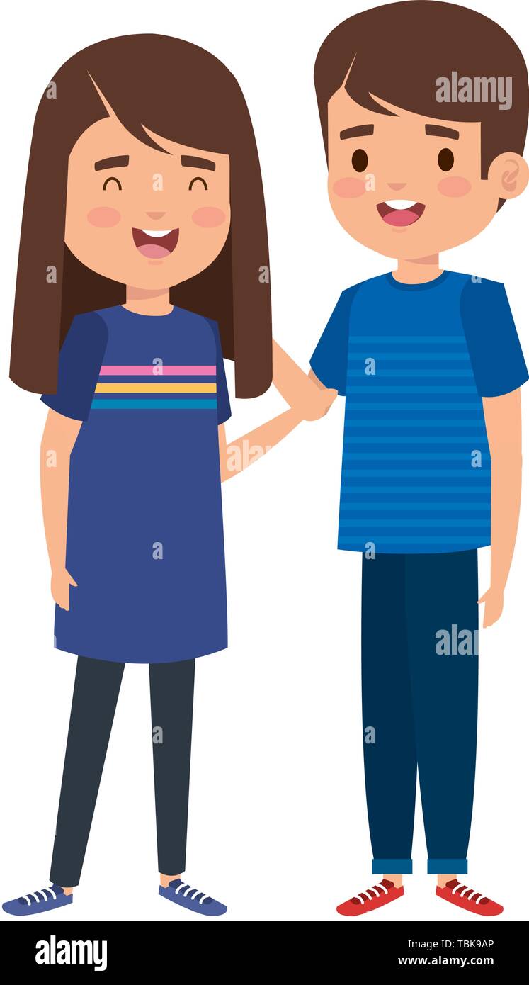 cute little kids couple characters Stock Vector Image & Art - Alamy