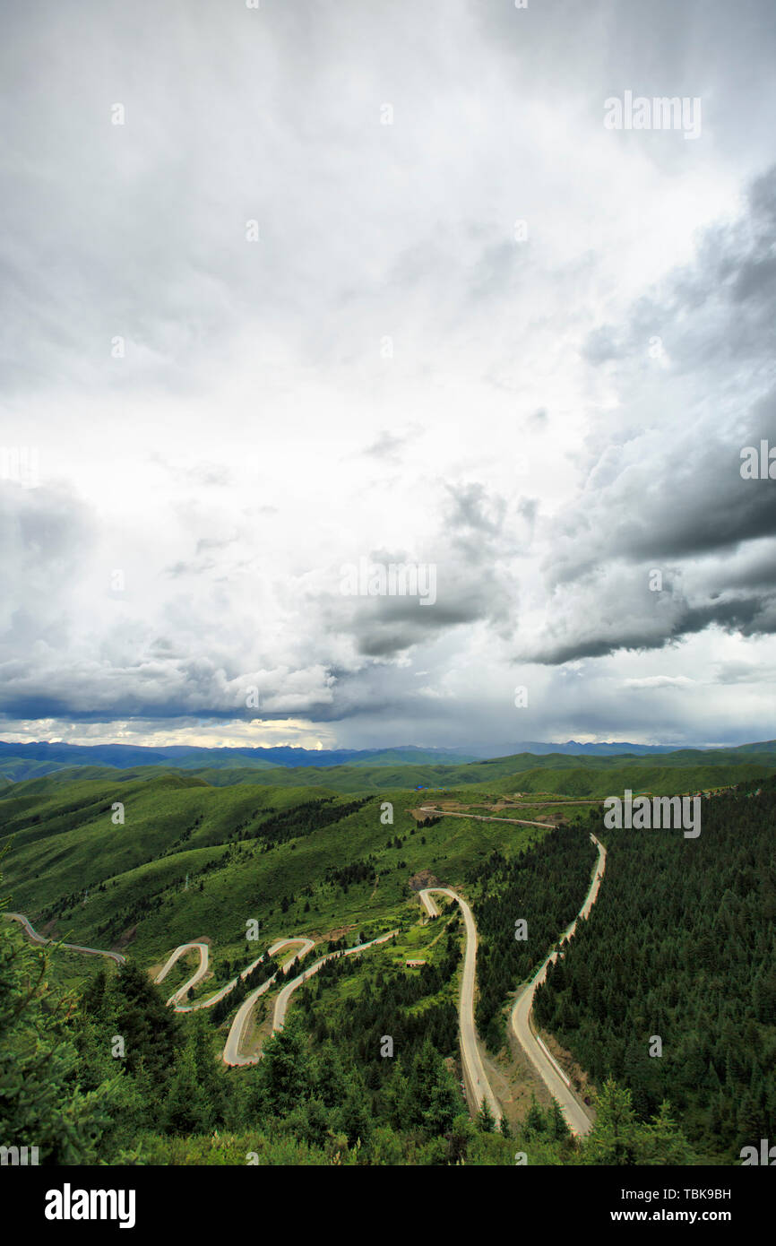 Photographed at nine inverted turns in Rantang County, Aba Prefecture, Sichuan Province Stock Photo