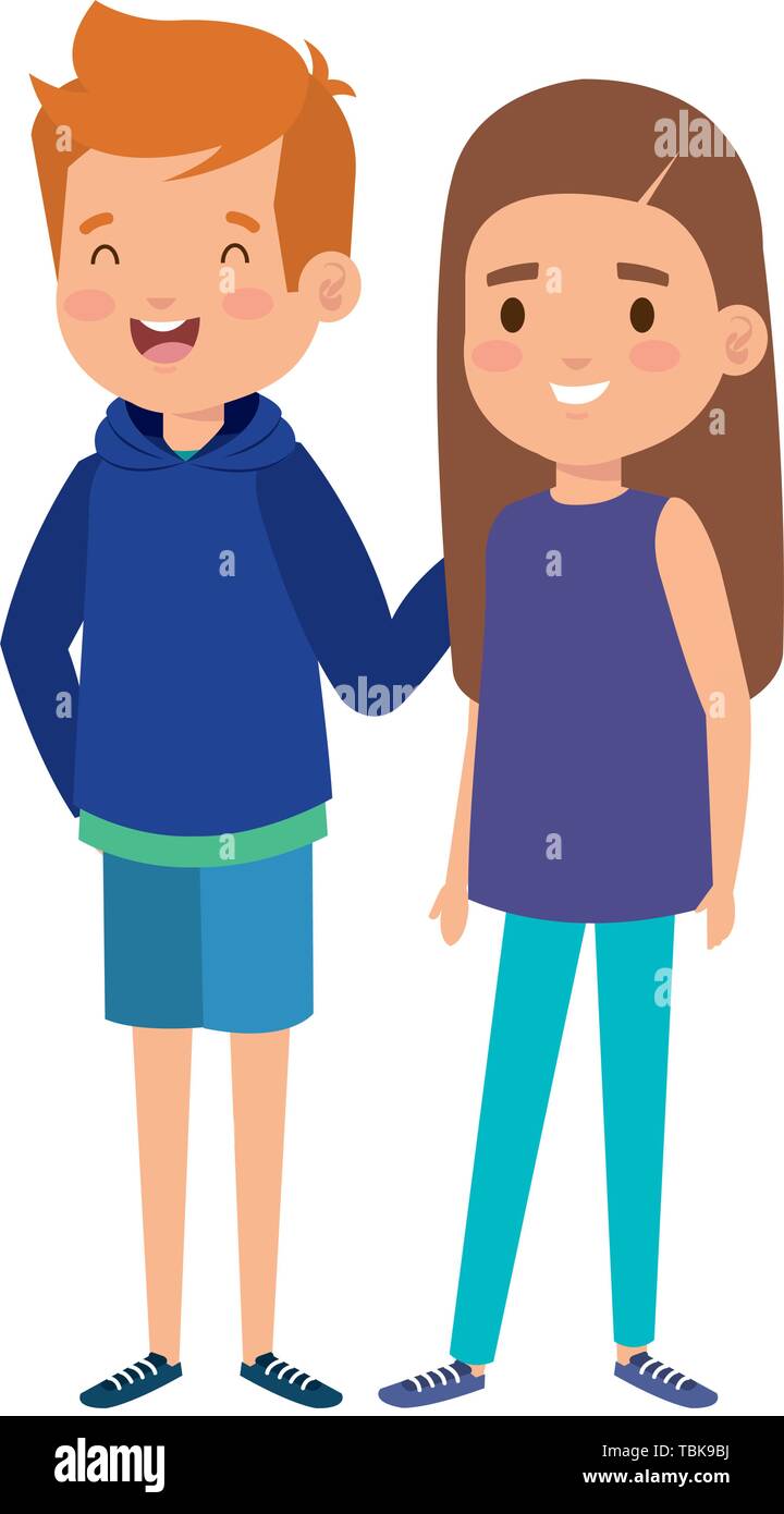 cute little kids couple characters Stock Vector Image & Art - Alamy