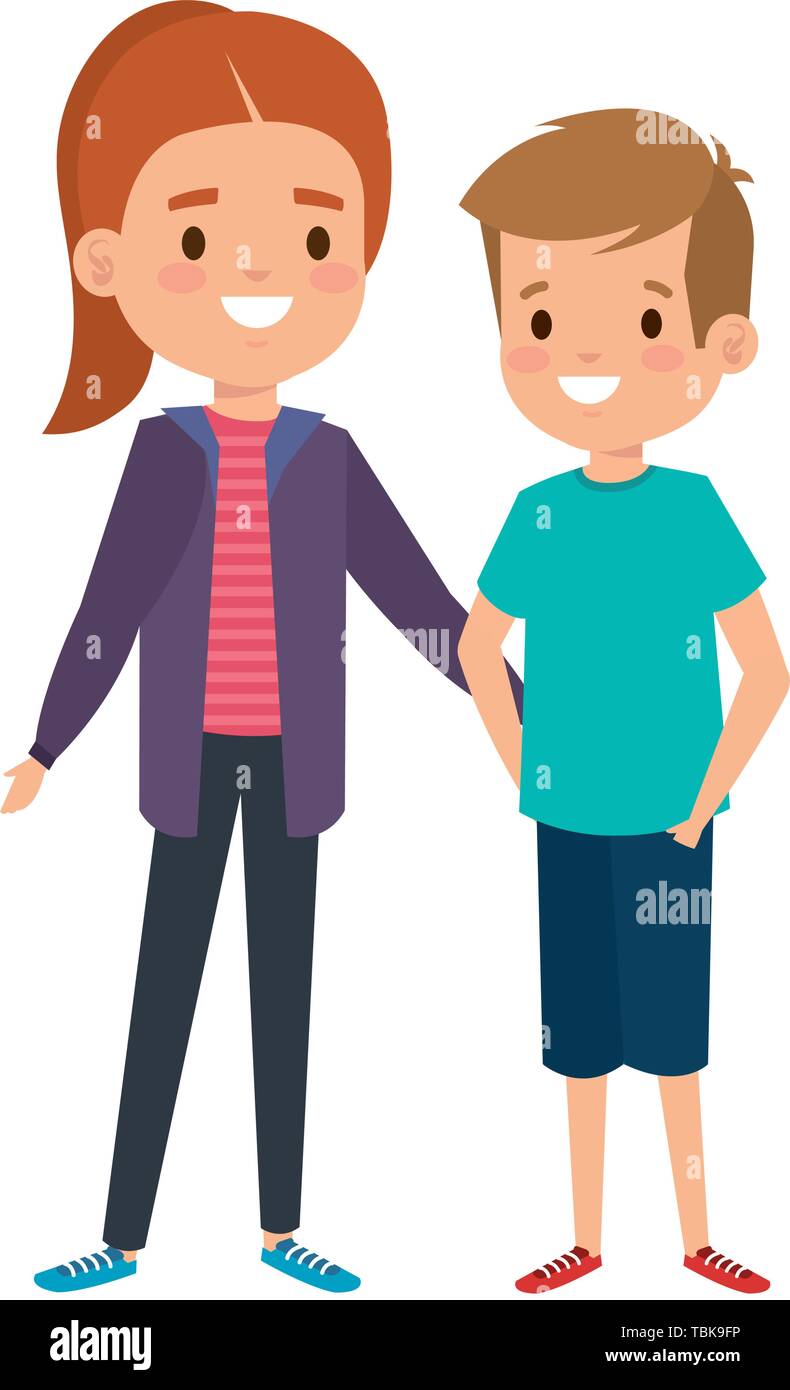 cute little kids couple characters Stock Vector Image & Art - Alamy