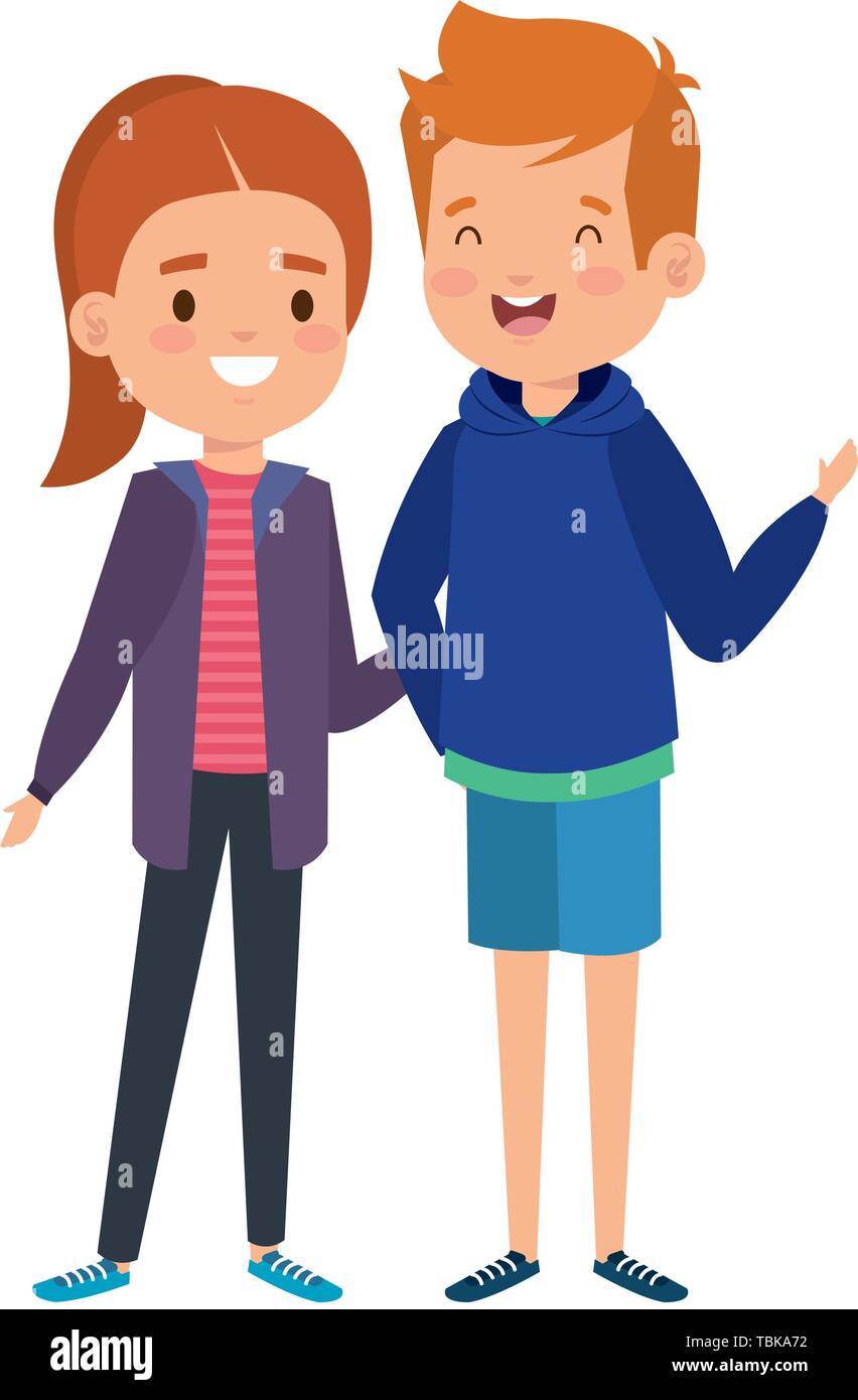 cute little kids couple characters Stock Vector Image & Art - Alamy