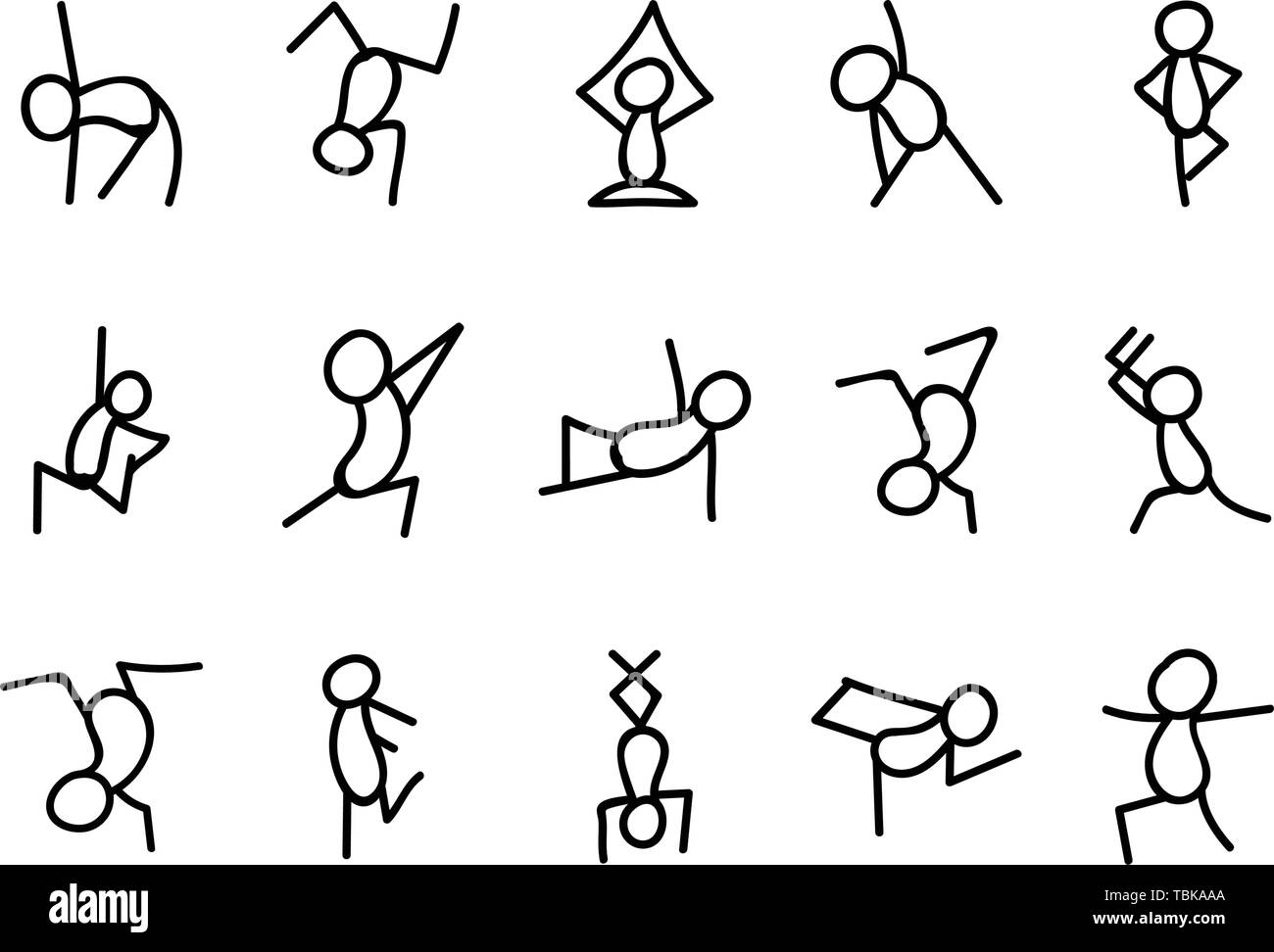 Stick figures in yoga set. Simple stylized yoga poses icon Stock Vector  Image & Art - Alamy