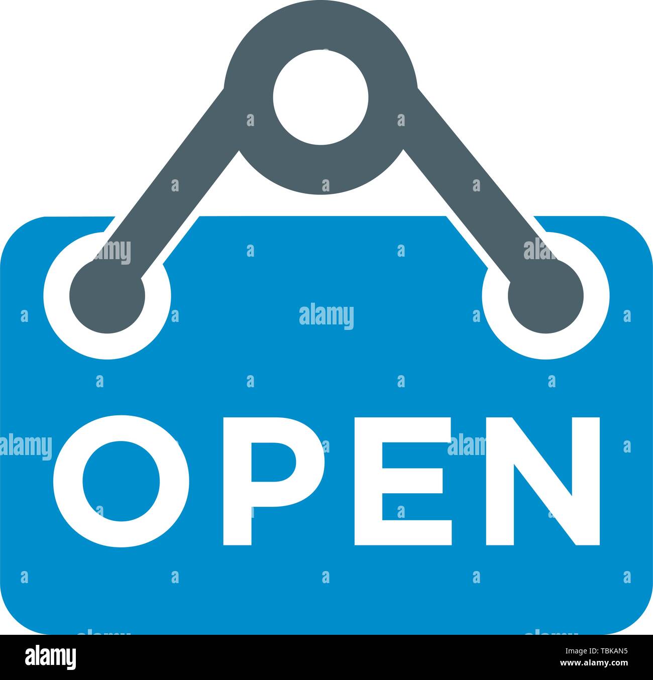 Open vector icon, tag symbol - glyph style design blue Stock Vector