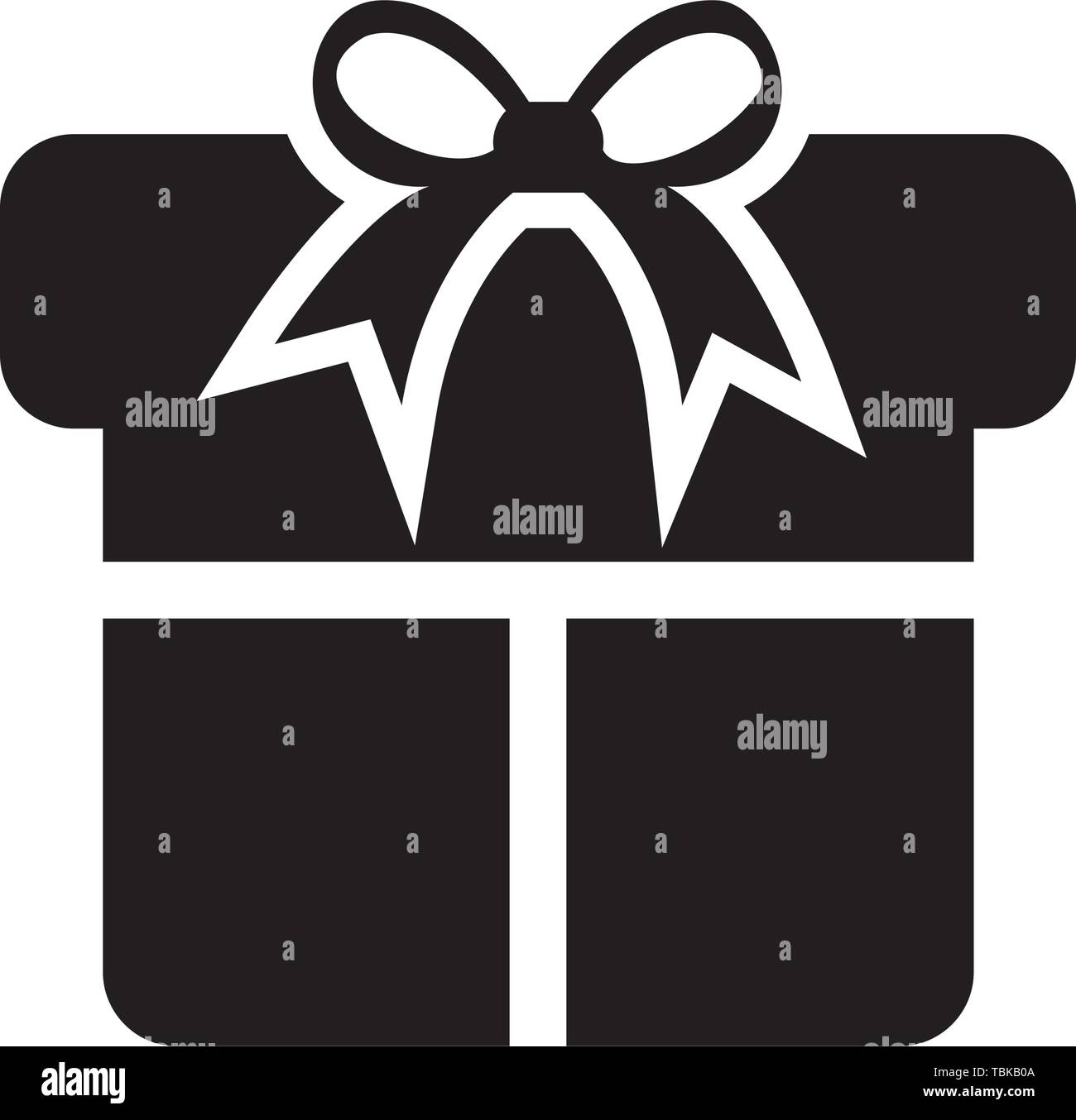 Glyph style gift box icon black Stock Vector