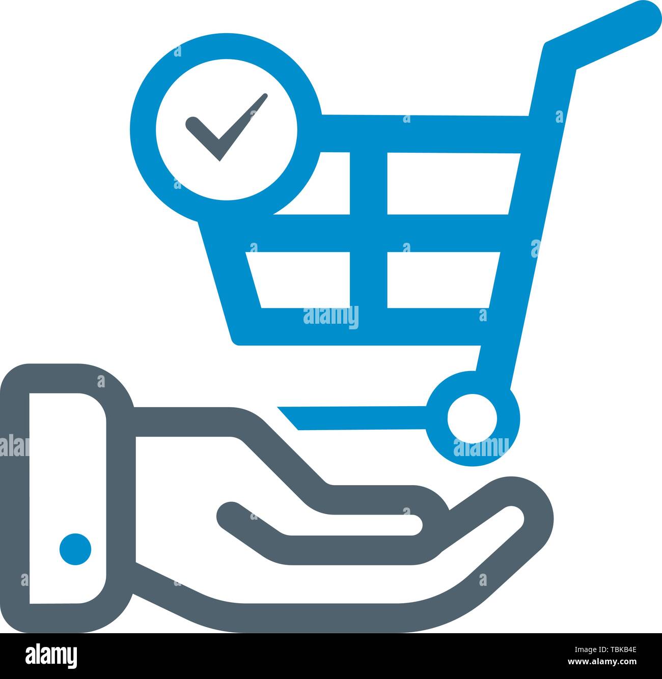 Hand holding shopping cart icon blue Stock Vector Image & Art - Alamy
