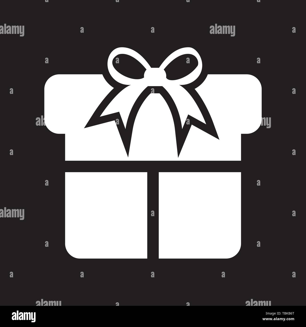 Glyph style gift box icon white Stock Vector
